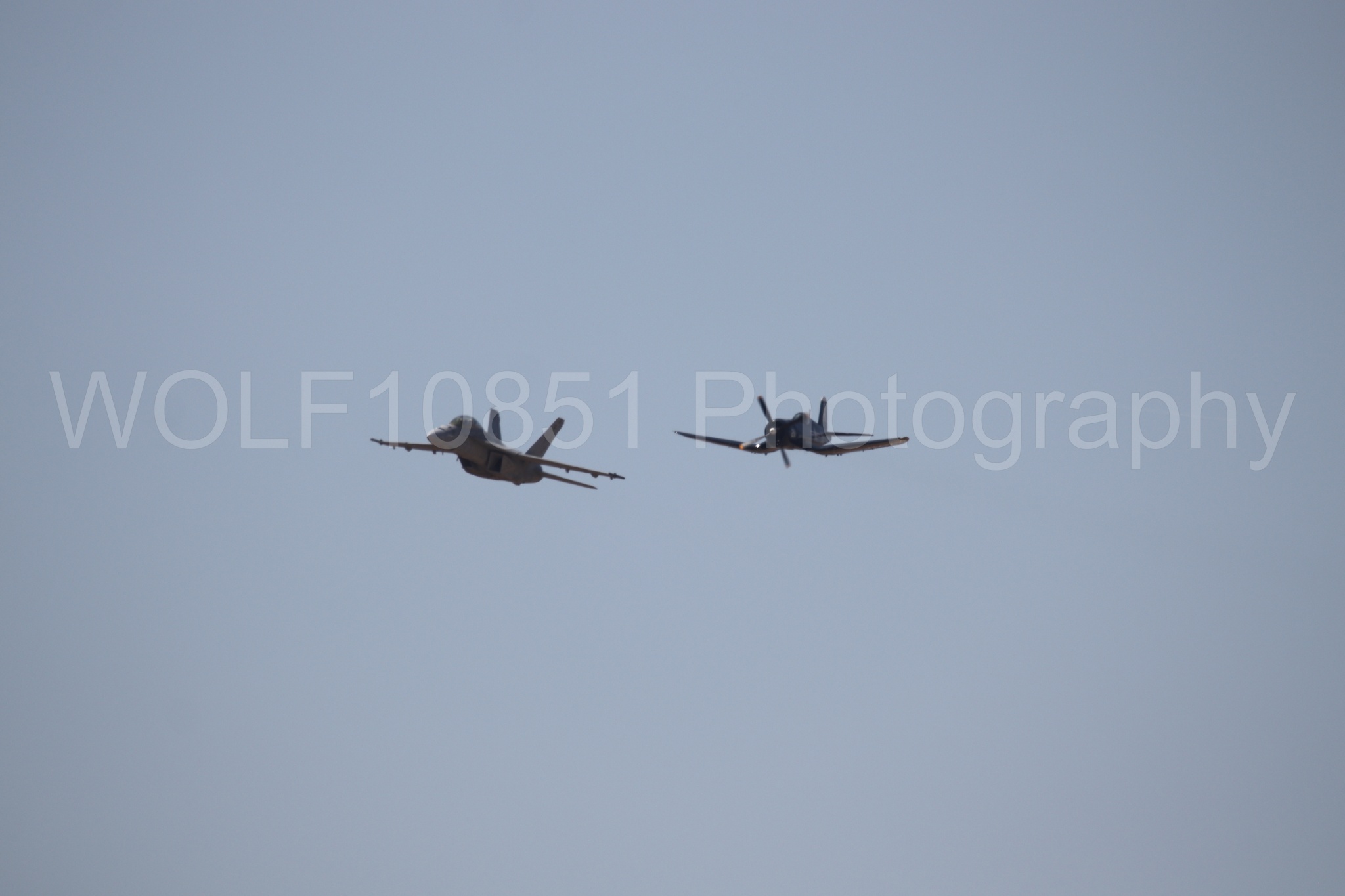 Aviation photography by WOLF10851 featuring FA-18 Super Hornet, Beale Air and Space Expo 2025, Heritage Flight, Vaught F-4U Corsair.
