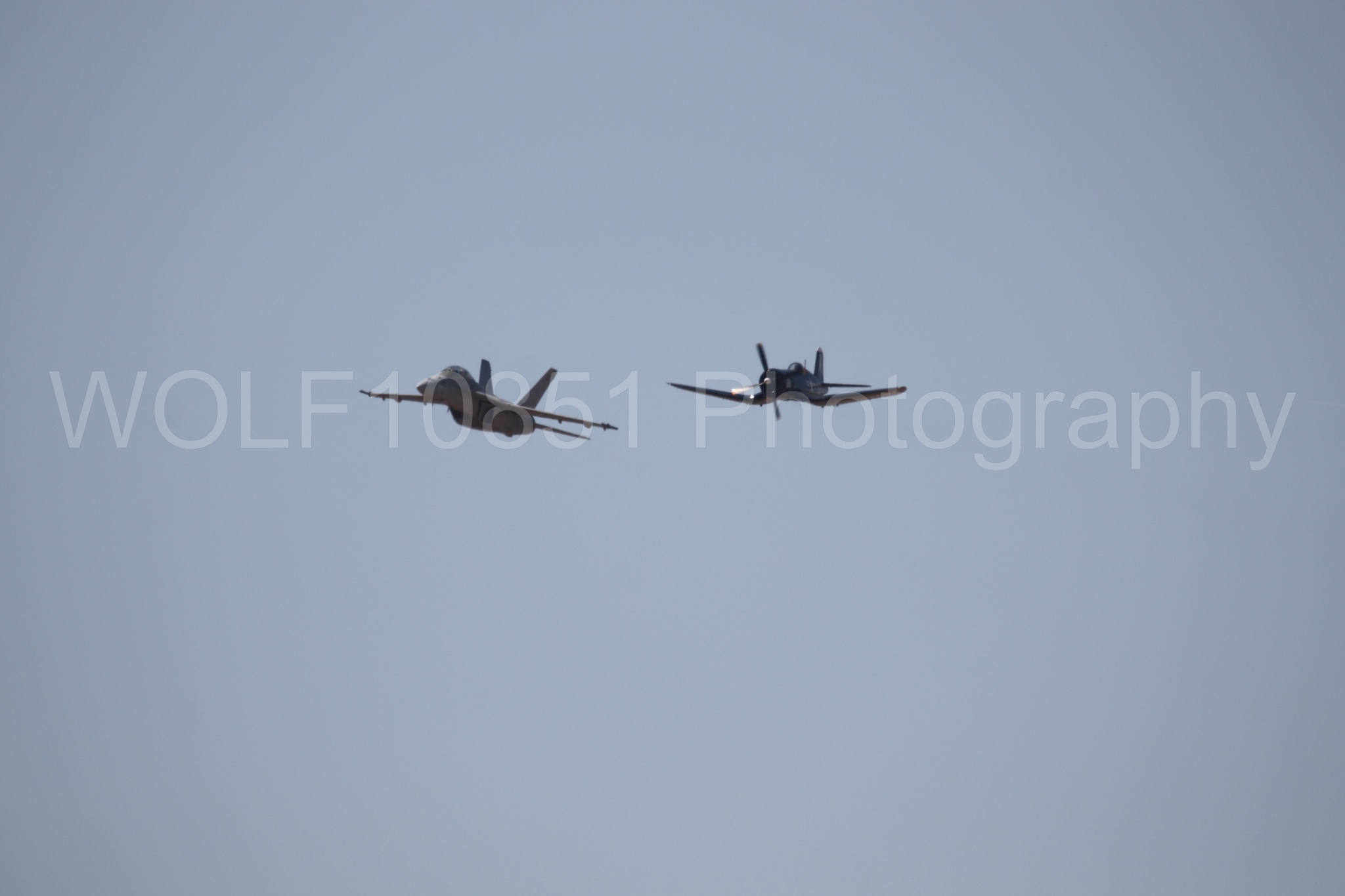Aviation photography by WOLF10851 featuring FA-18 Super Hornet, Beale Air and Space Expo 2025, Heritage Flight, Vaught F-4U Corsair.