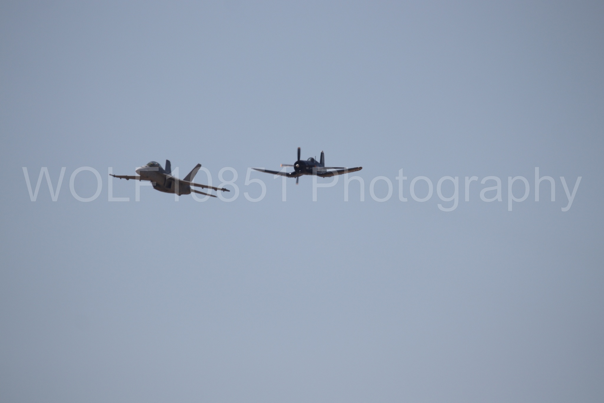Aviation photography by WOLF10851 featuring FA-18 Super Hornet, Beale Air and Space Expo 2025, Heritage Flight, Vaught F-4U Corsair.