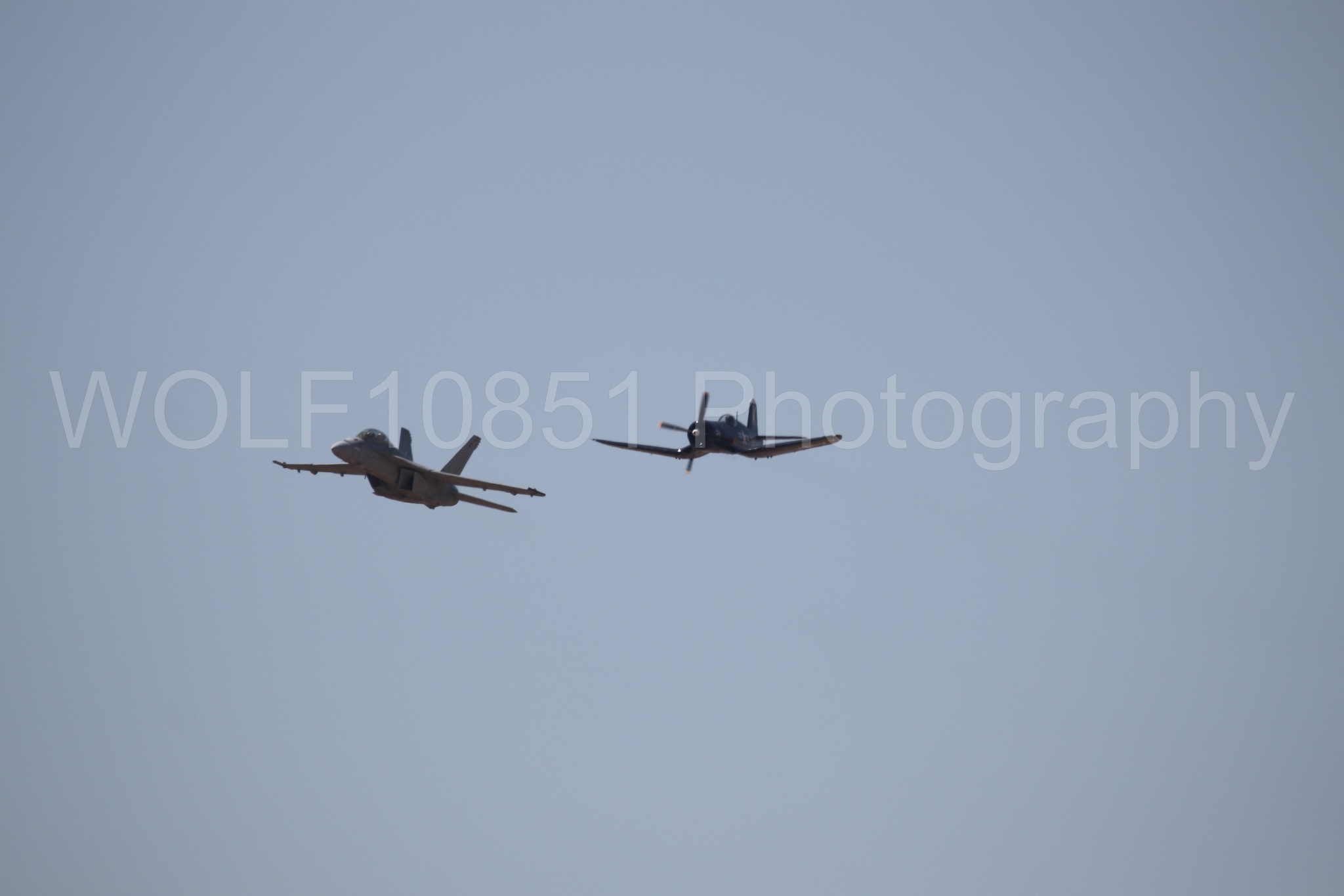 Aviation photography by WOLF10851 featuring FA-18 Super Hornet, Beale Air and Space Expo 2025, Heritage Flight, Vaught F-4U Corsair.