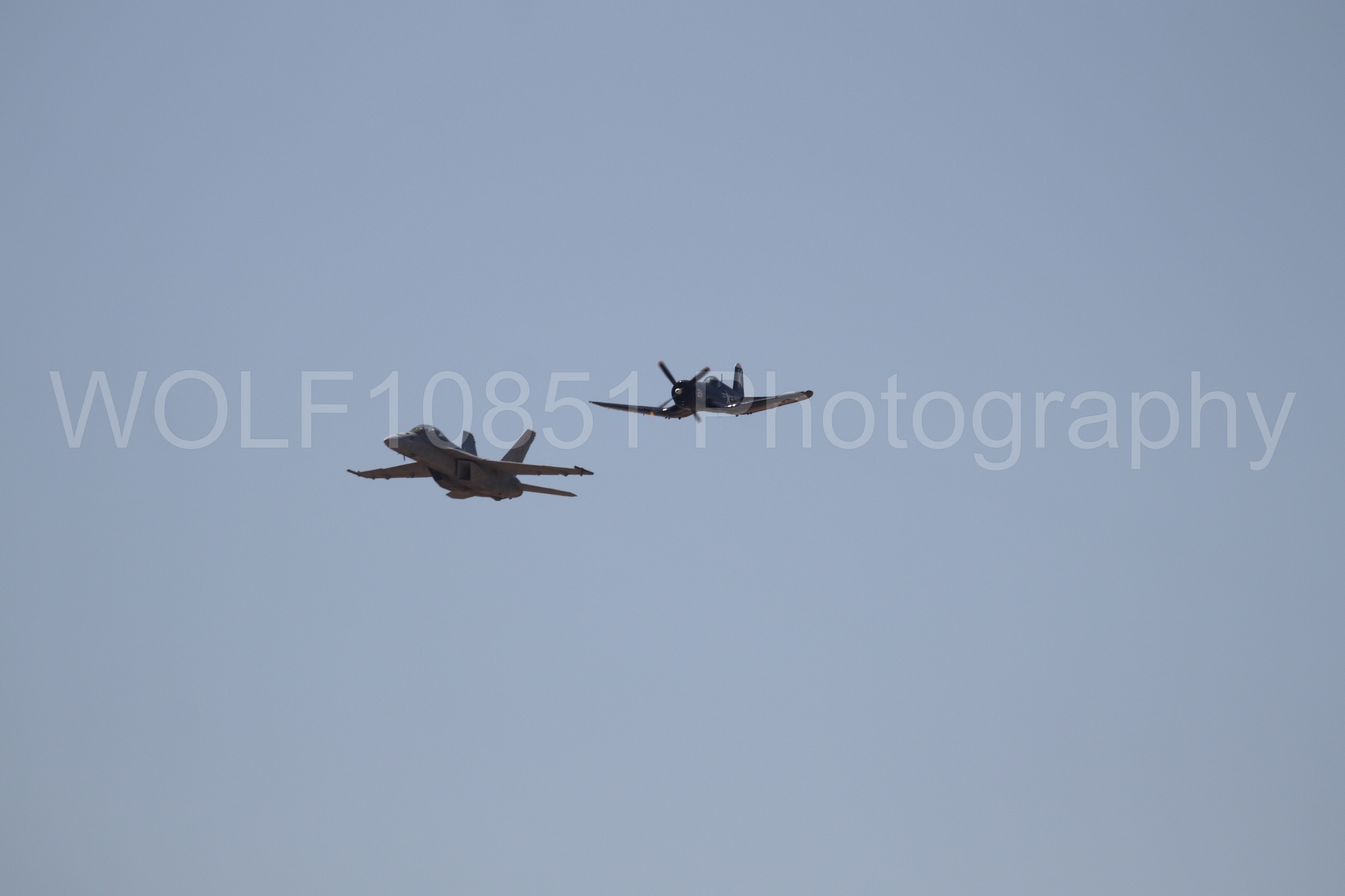 Aviation photography by WOLF10851 featuring FA-18 Super Hornet, Beale Air and Space Expo 2025, Heritage Flight, Vaught F-4U Corsair.