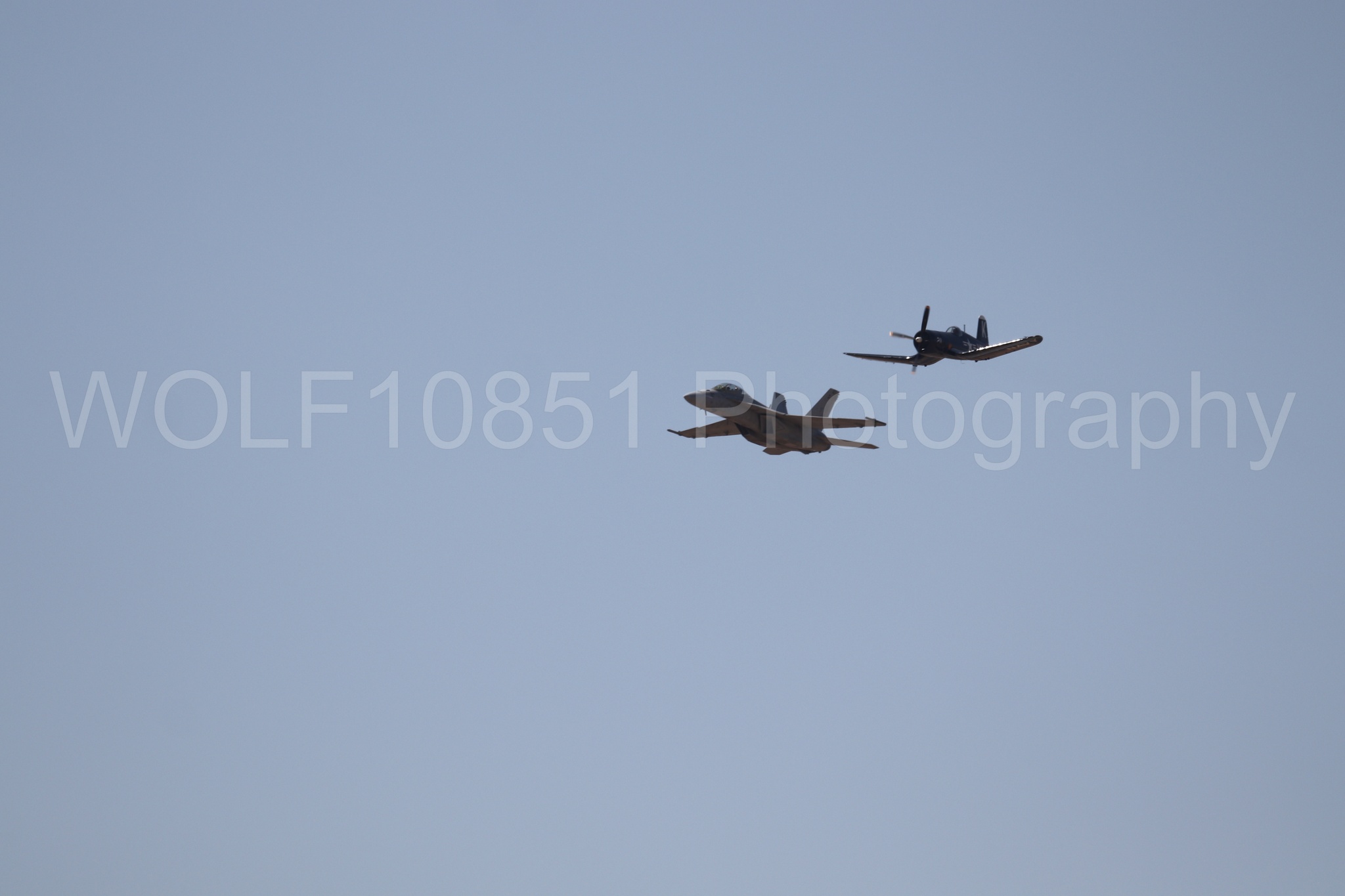 Aviation photography by WOLF10851 featuring FA-18 Super Hornet, Beale Air and Space Expo 2025, Heritage Flight, Vaught F-4U Corsair.