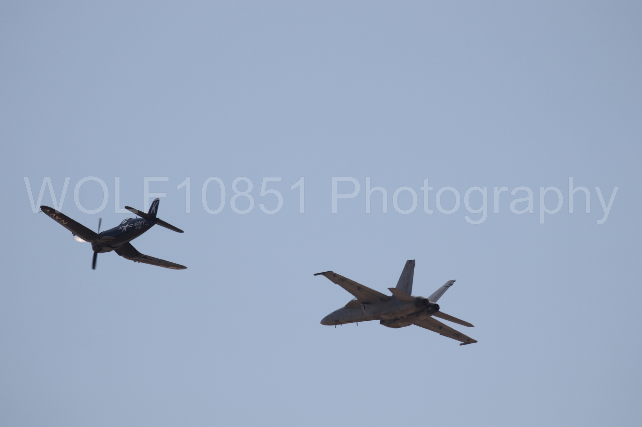 Aviation photography by WOLF10851 featuring FA-18 Super Hornet, Beale Air and Space Expo 2025, Heritage Flight, Vaught F-4U Corsair.