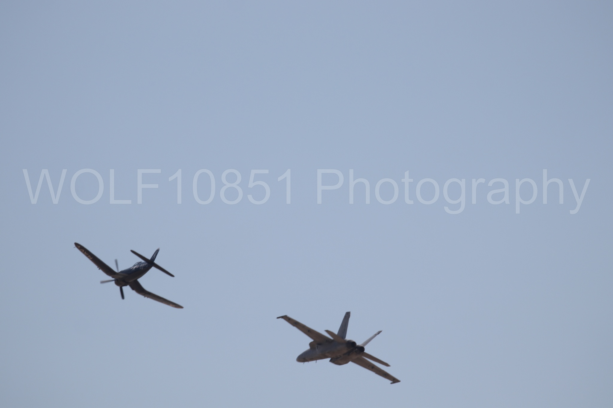 Aviation photography by WOLF10851 featuring FA-18 Super Hornet, Beale Air and Space Expo 2025, Heritage Flight, Vaught F-4U Corsair.