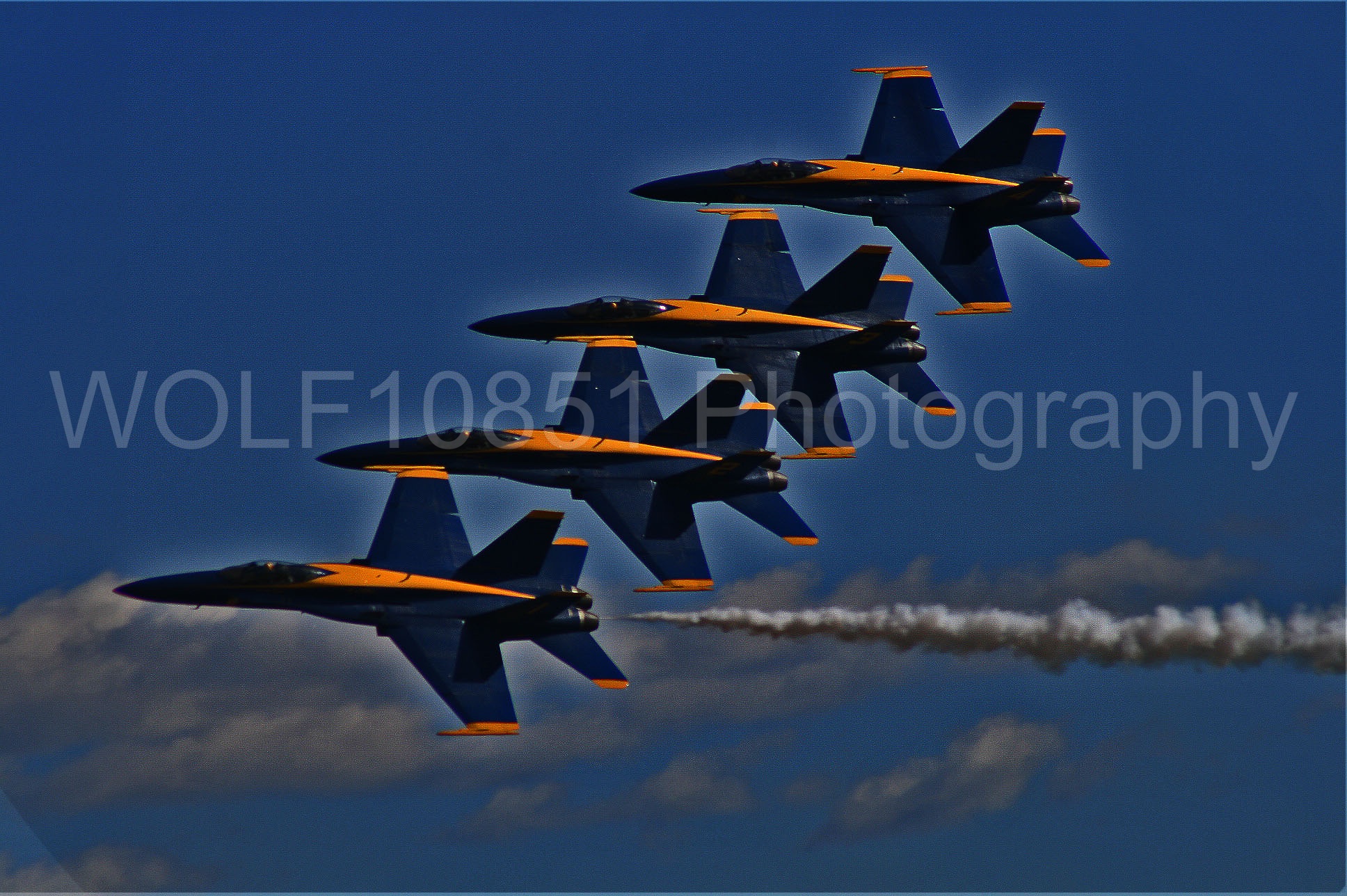 Aviation photography by WOLF10851 featuring California Capital Airshow 2008, F-18 Hornet, Blue Angels, Blue and Gold.