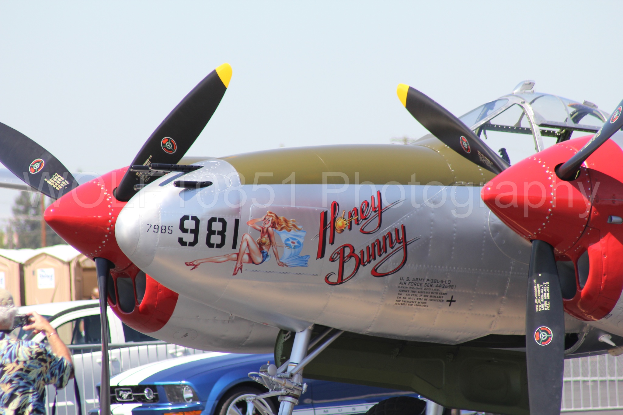 Aviation photography by WOLF10851 featuring Static Display, P-38 Lightning, California Capital Airshow 2010, Honey Bunny.