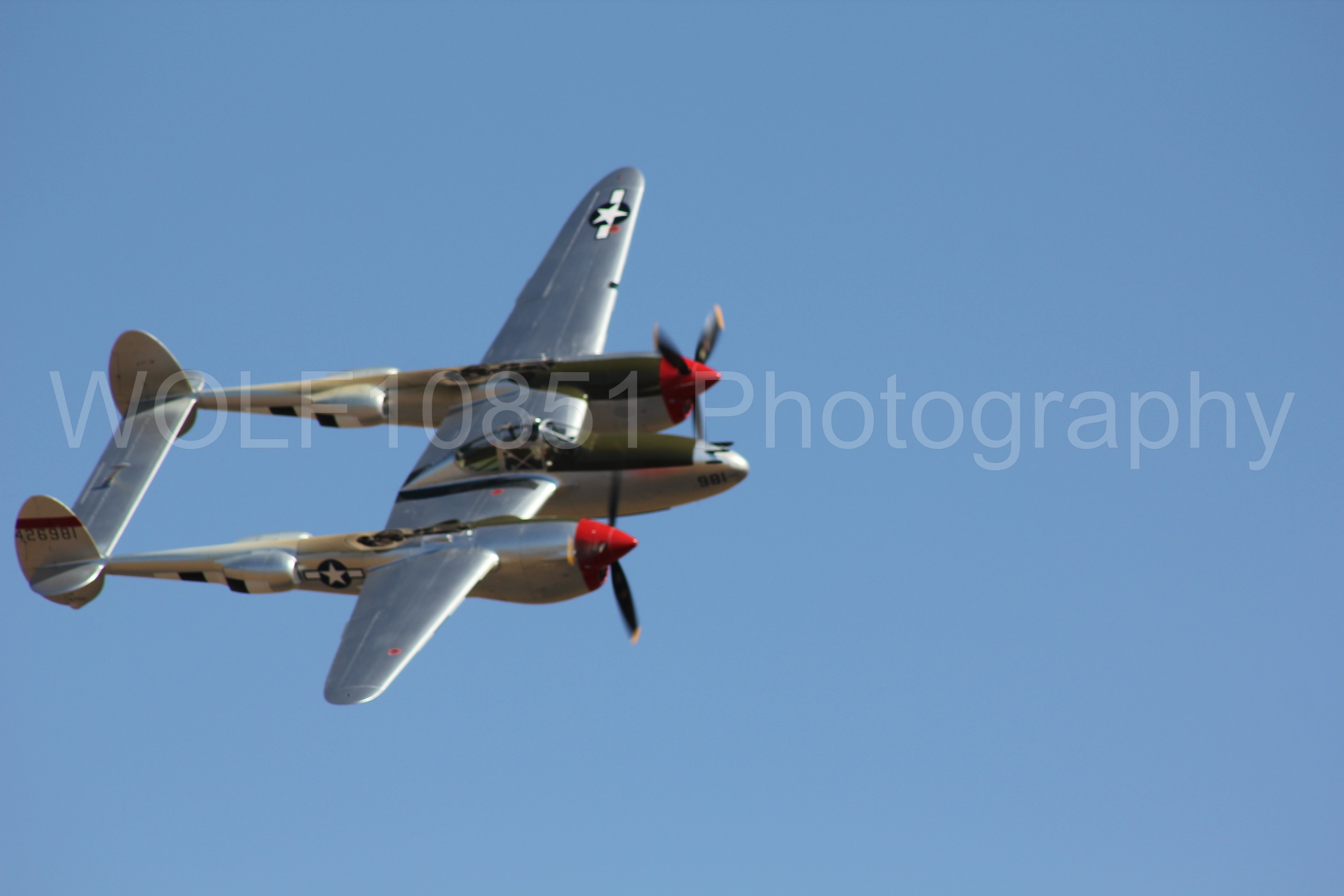 Aviation photography by WOLF10851 featuring P-38 Lightning, California Capital Airshow 2010, Honey Bunny.