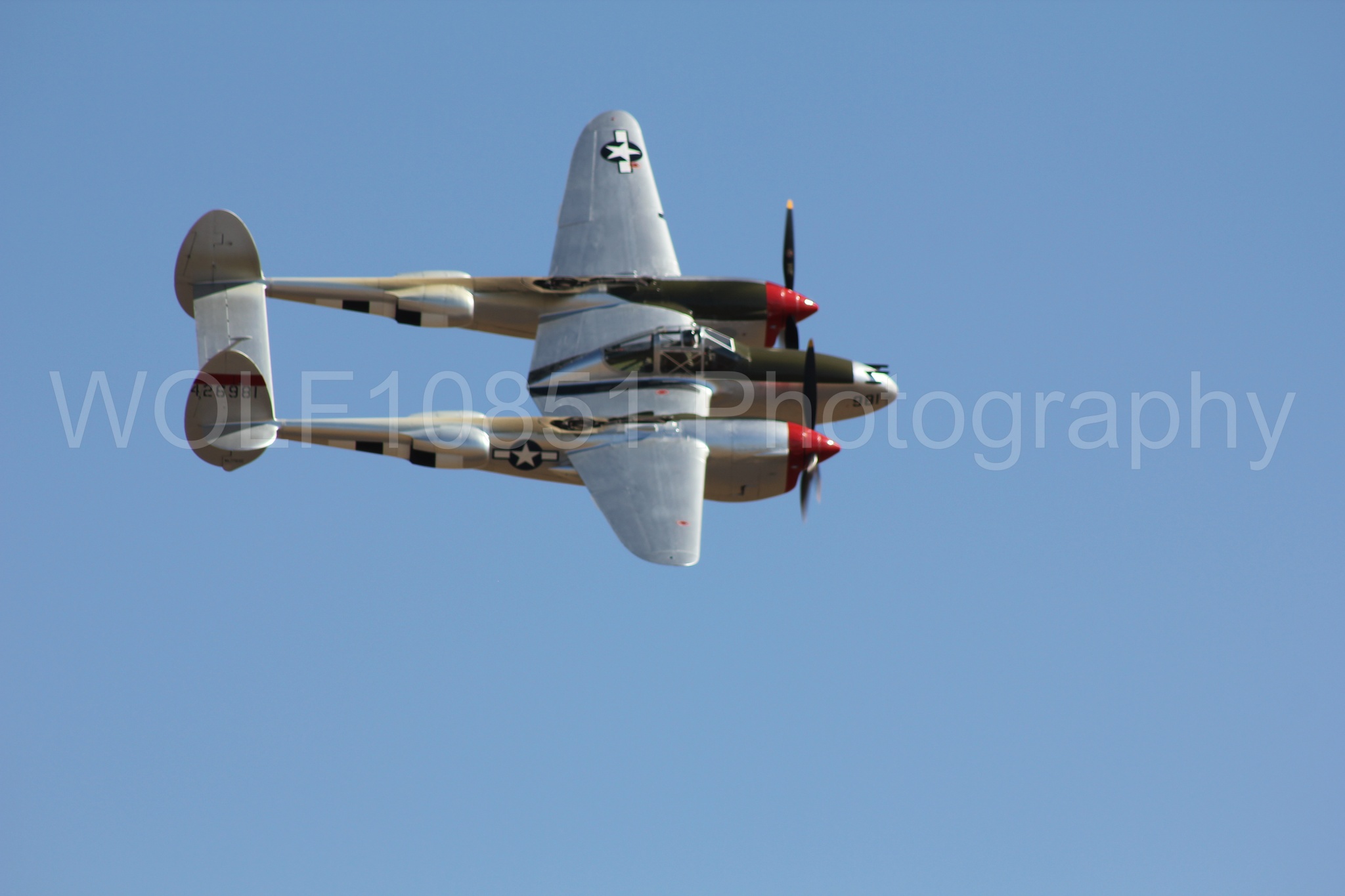 Aviation photography by WOLF10851 featuring P-38 Lightning, California Capital Airshow 2010, Honey Bunny.