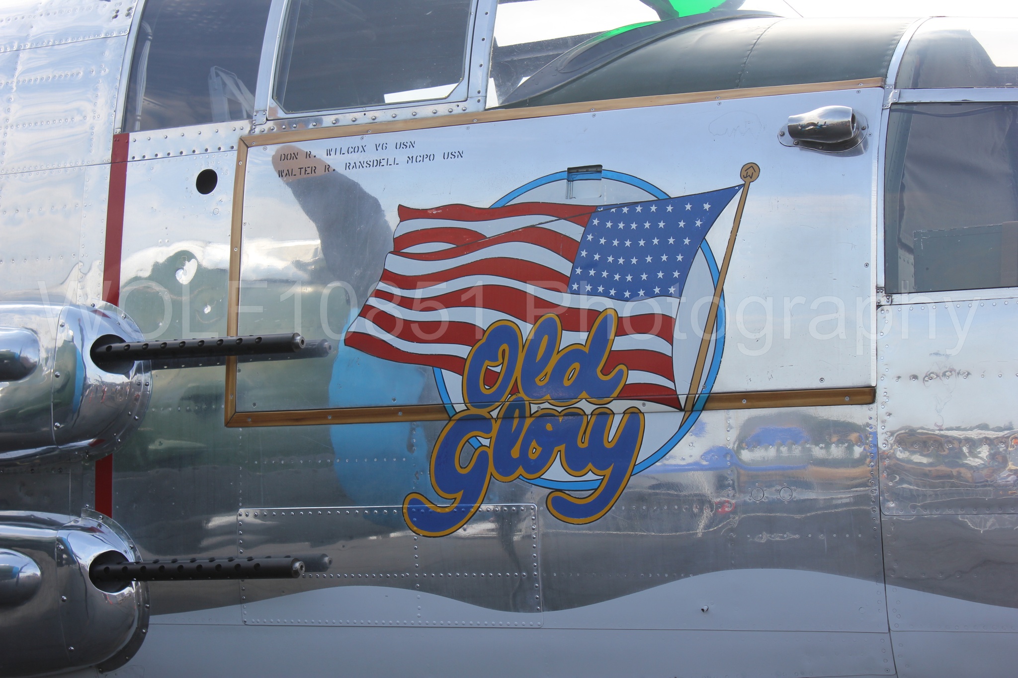 Aviation photography by WOLF10851 featuring B-25 mitchel, Static Display, California Capital Airshow 2011, Old Glory.