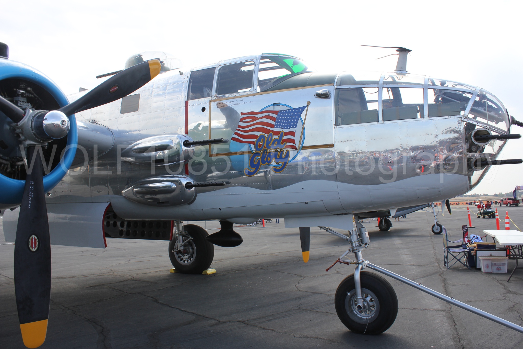 Aviation photography by WOLF10851 featuring B-25 mitchel, Static Display, California Capital Airshow 2011, Old Glory.