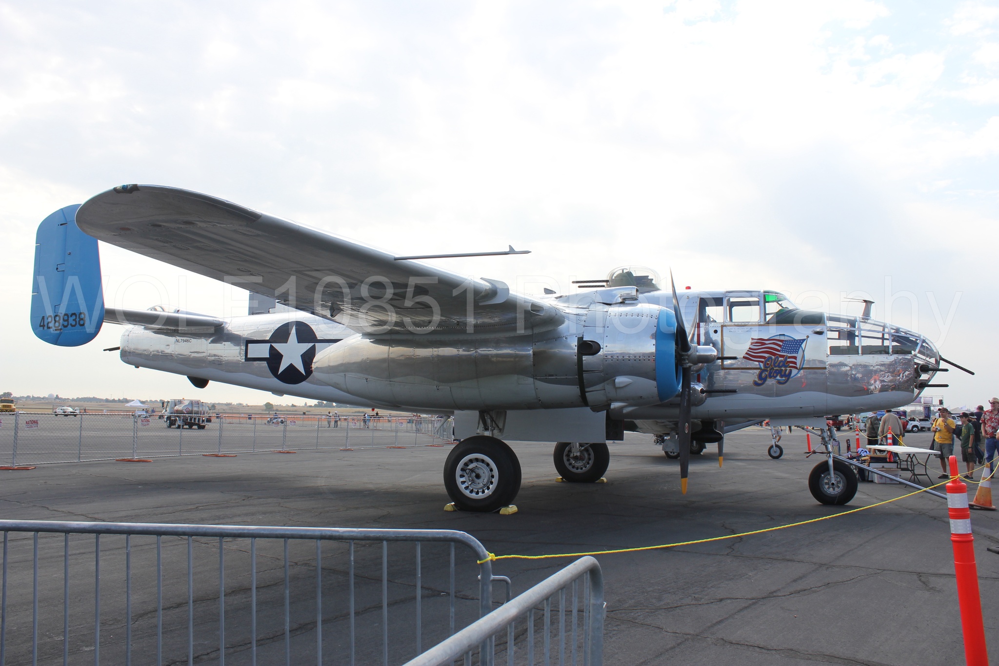 Aviation photography by WOLF10851 featuring B-25 mitchel, Static Display, California Capital Airshow 2011, Old Glory.
