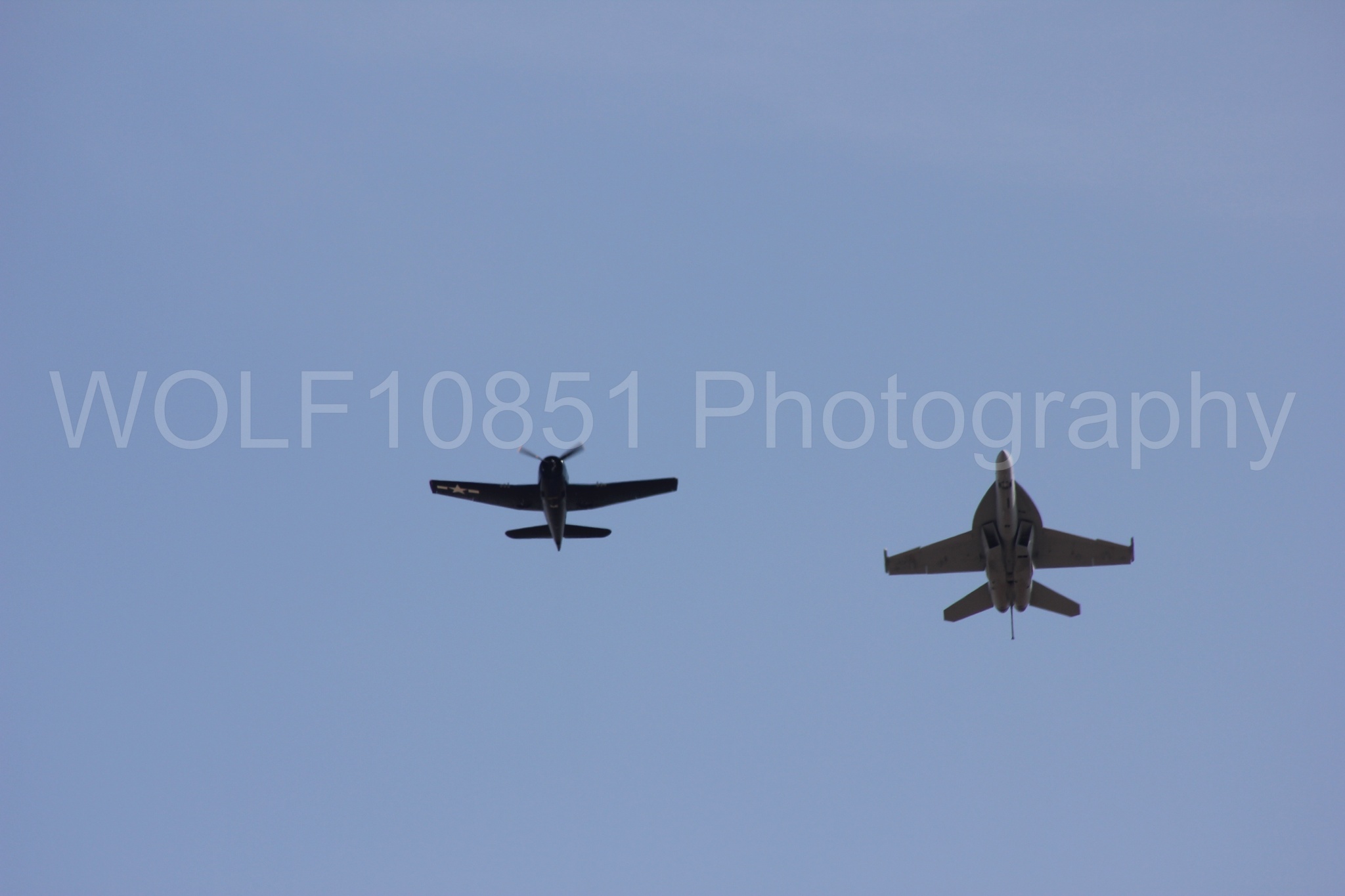 Aviation photography by WOLF10851 featuring FA-18 Super Hornet, Heritage Flight, California Capital Airshow 2011, A-1 Sky Raider, f-8f Bearcat.