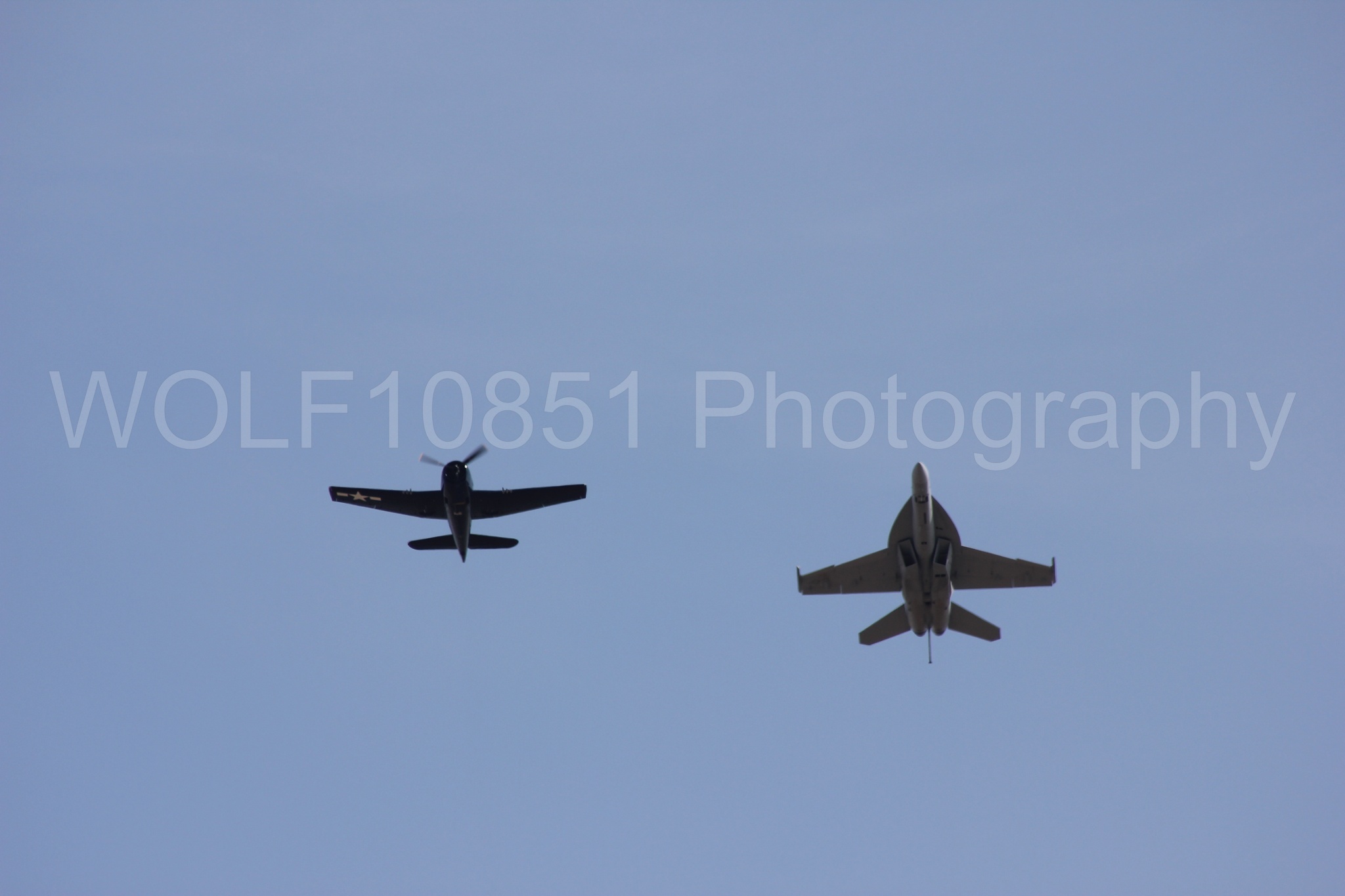 Aviation photography by WOLF10851 featuring FA-18 Super Hornet, Heritage Flight, California Capital Airshow 2011, A-1 Sky Raider, f-8f Bearcat.