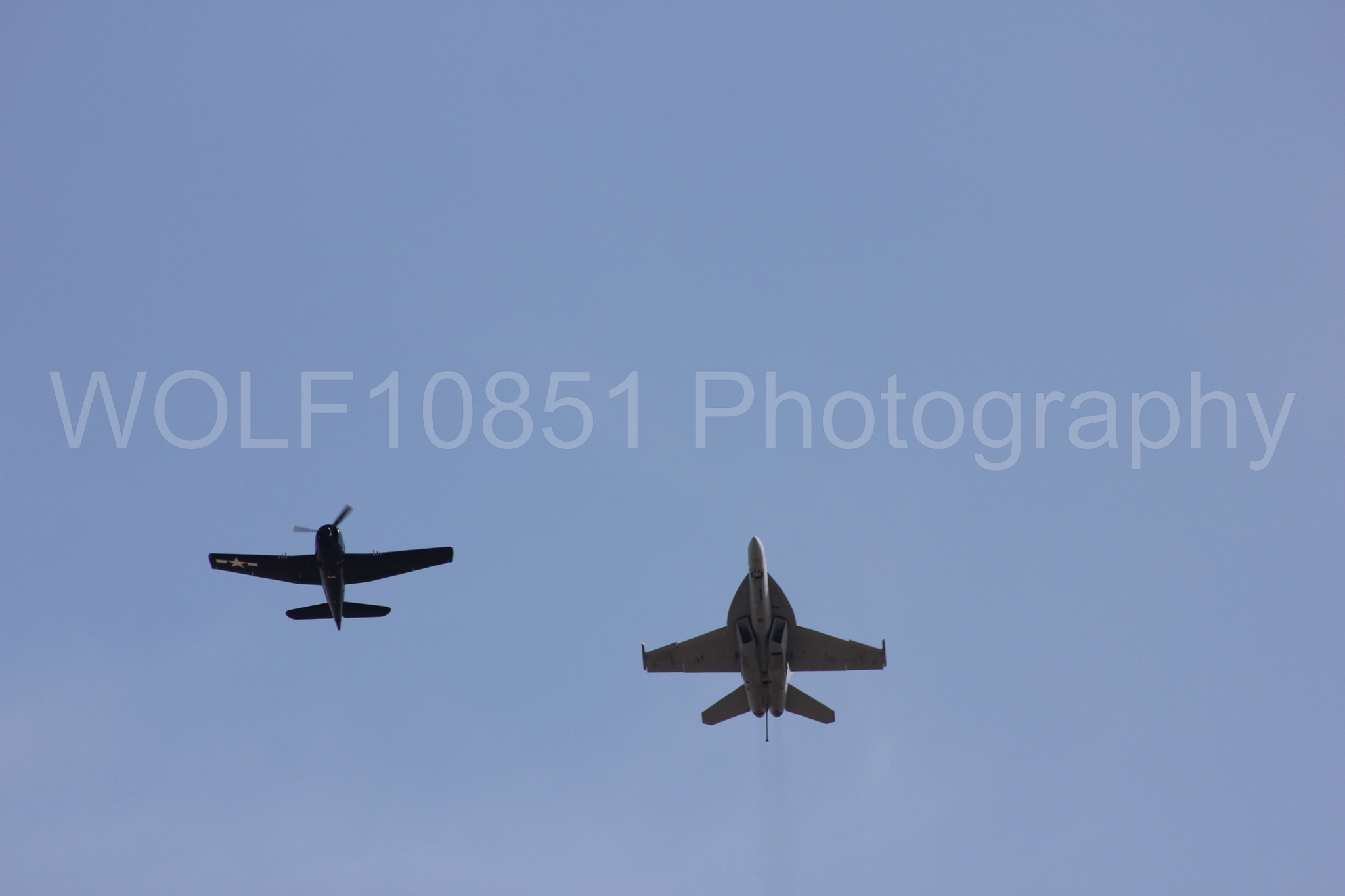 Aviation photography by WOLF10851 featuring FA-18 Super Hornet, Heritage Flight, California Capital Airshow 2011, A-1 Sky Raider, f-8f Bearcat.