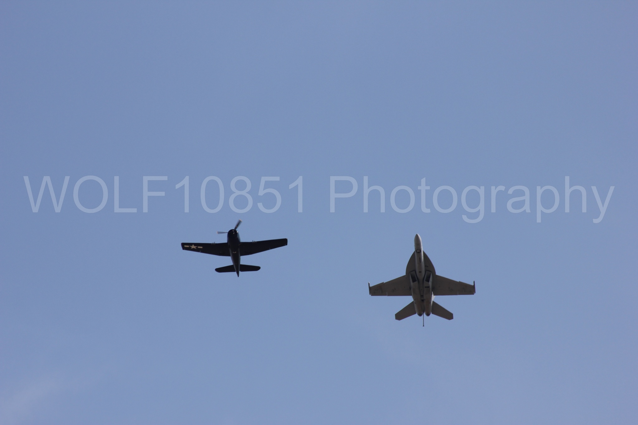 Aviation photography by WOLF10851 featuring FA-18 Super Hornet, Heritage Flight, California Capital Airshow 2011, A-1 Sky Raider, f-8f Bearcat.