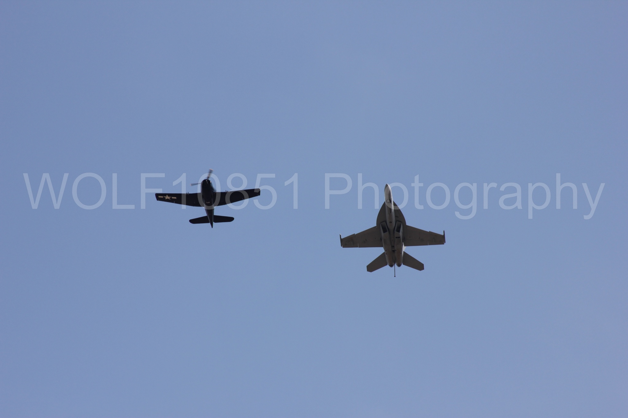 Aviation photography by WOLF10851 featuring FA-18 Super Hornet, Heritage Flight, California Capital Airshow 2011, A-1 Sky Raider, f-8f Bearcat.