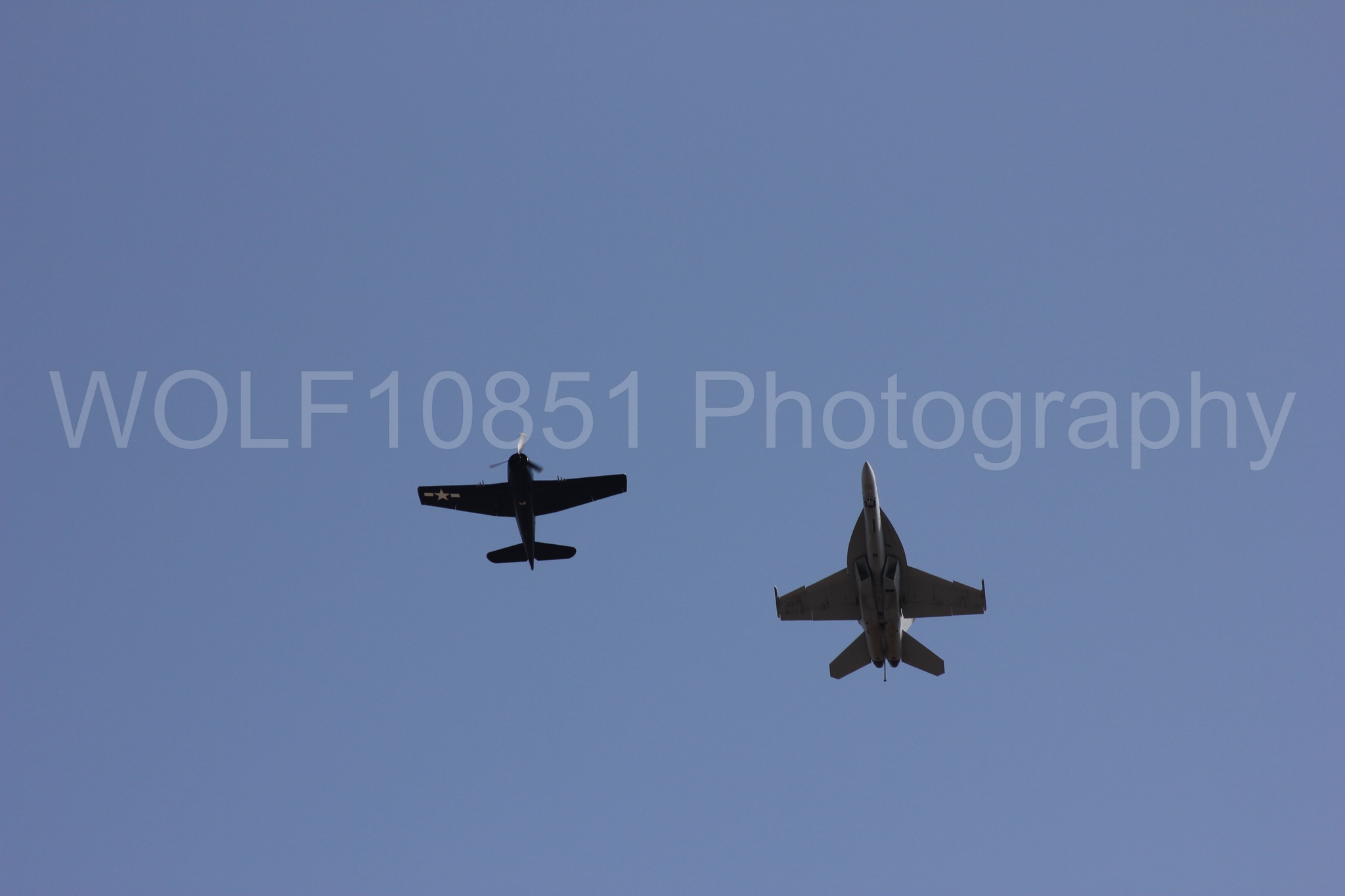 Aviation photography by WOLF10851 featuring FA-18 Super Hornet, Heritage Flight, California Capital Airshow 2011, f-8f Bearcat.