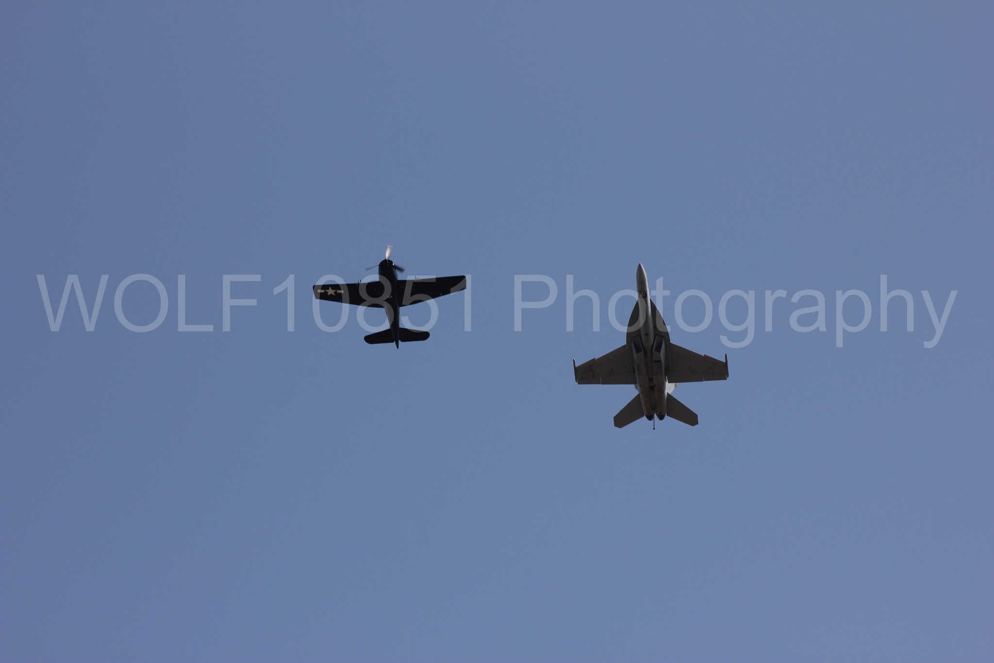 Aviation photography by WOLF10851 featuring FA-18 Super Hornet, Heritage Flight, California Capital Airshow 2011, f-8f Bearcat.