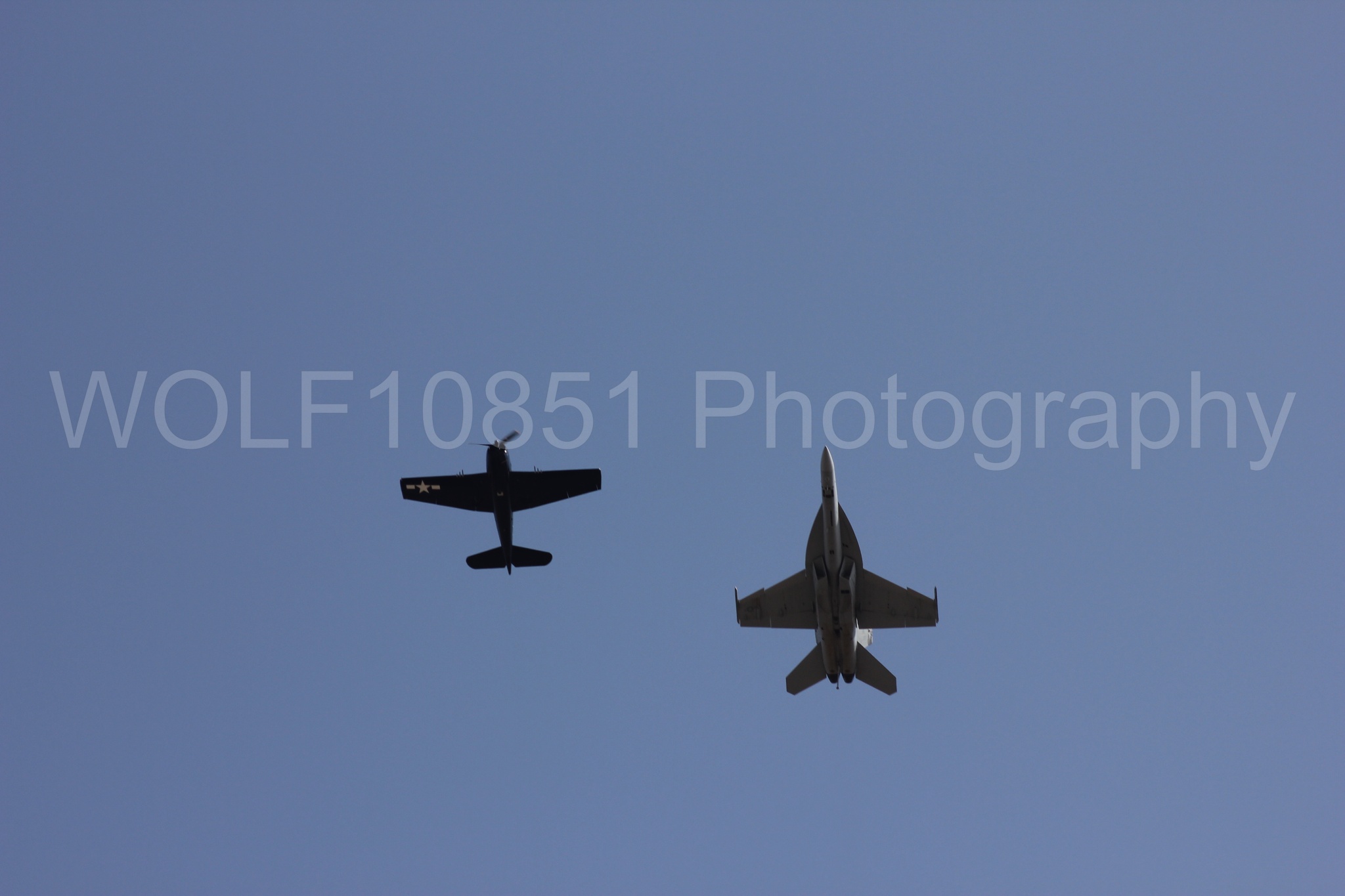 Aviation photography by WOLF10851 featuring FA-18 Super Hornet, Heritage Flight, California Capital Airshow 2011, f-8f Bearcat.