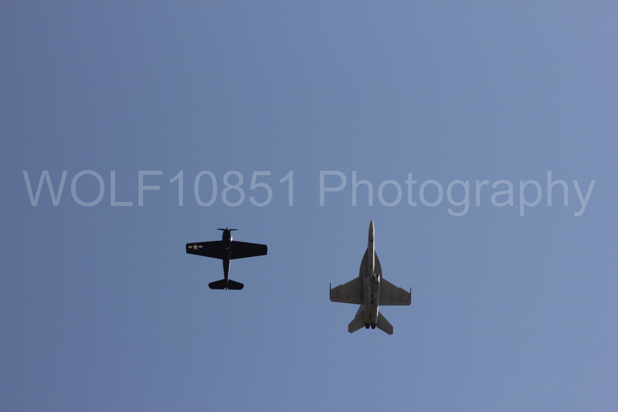 Aviation photography by WOLF10851 featuring FA-18 Super Hornet, Heritage Flight, California Capital Airshow 2011, f-8f Bearcat.