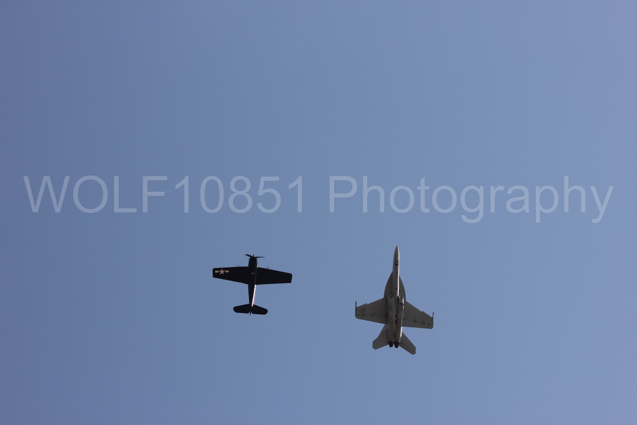 Aviation photography by WOLF10851 featuring FA-18 Super Hornet, Heritage Flight, California Capital Airshow 2011, f-8f Bearcat.