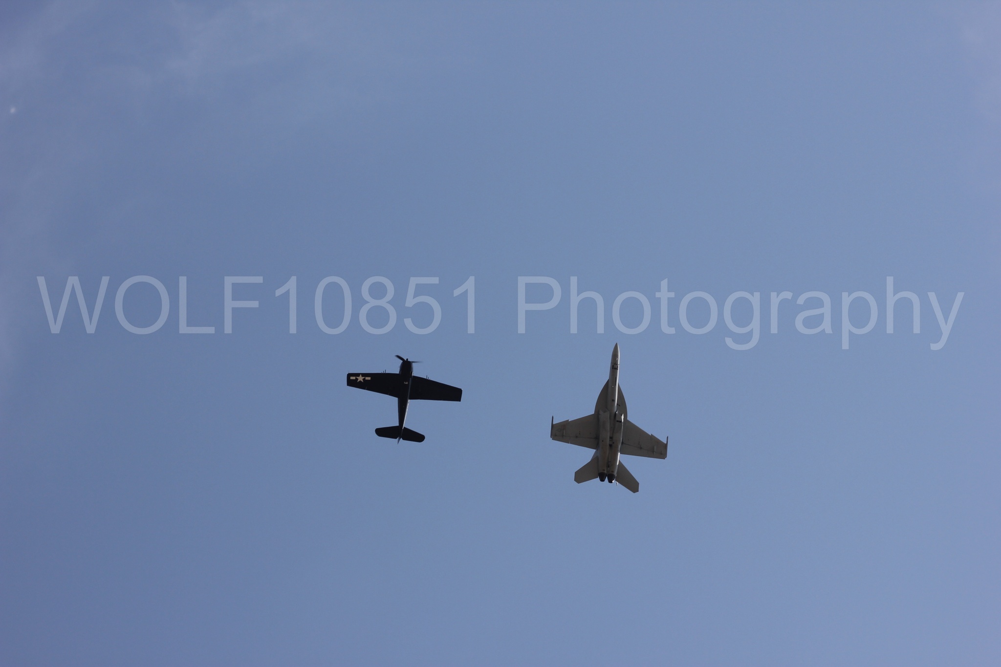 Aviation photography by WOLF10851 featuring FA-18 Super Hornet, Heritage Flight, California Capital Airshow 2011, f-8f Bearcat.