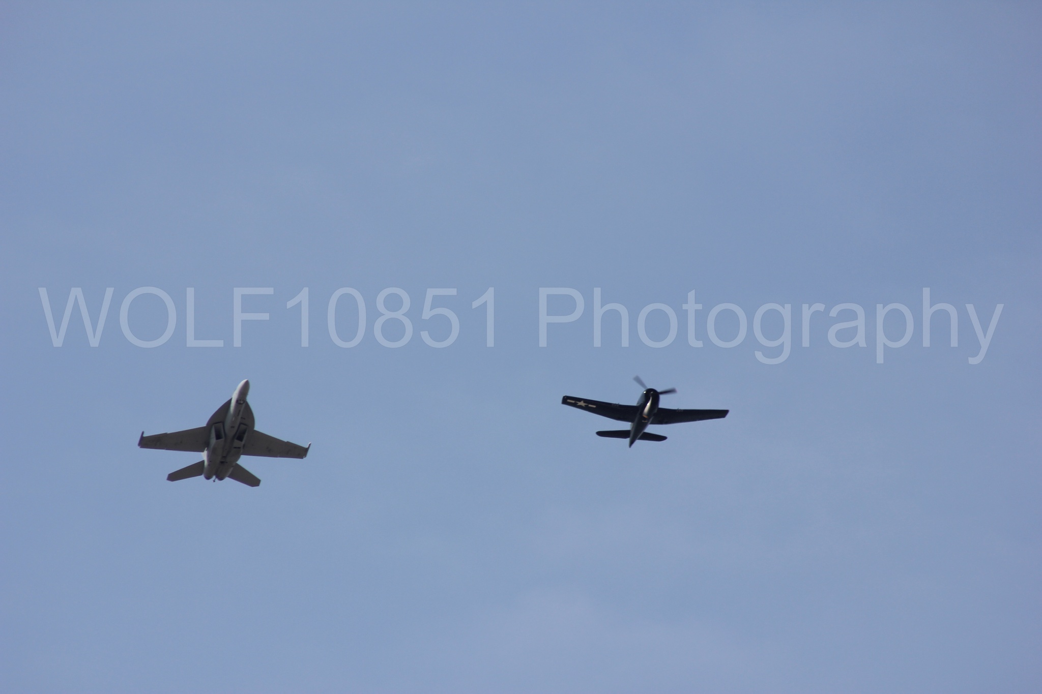 Aviation photography by WOLF10851 featuring FA-18 Super Hornet, Heritage Flight, California Capital Airshow 2011, f-8f Bearcat.