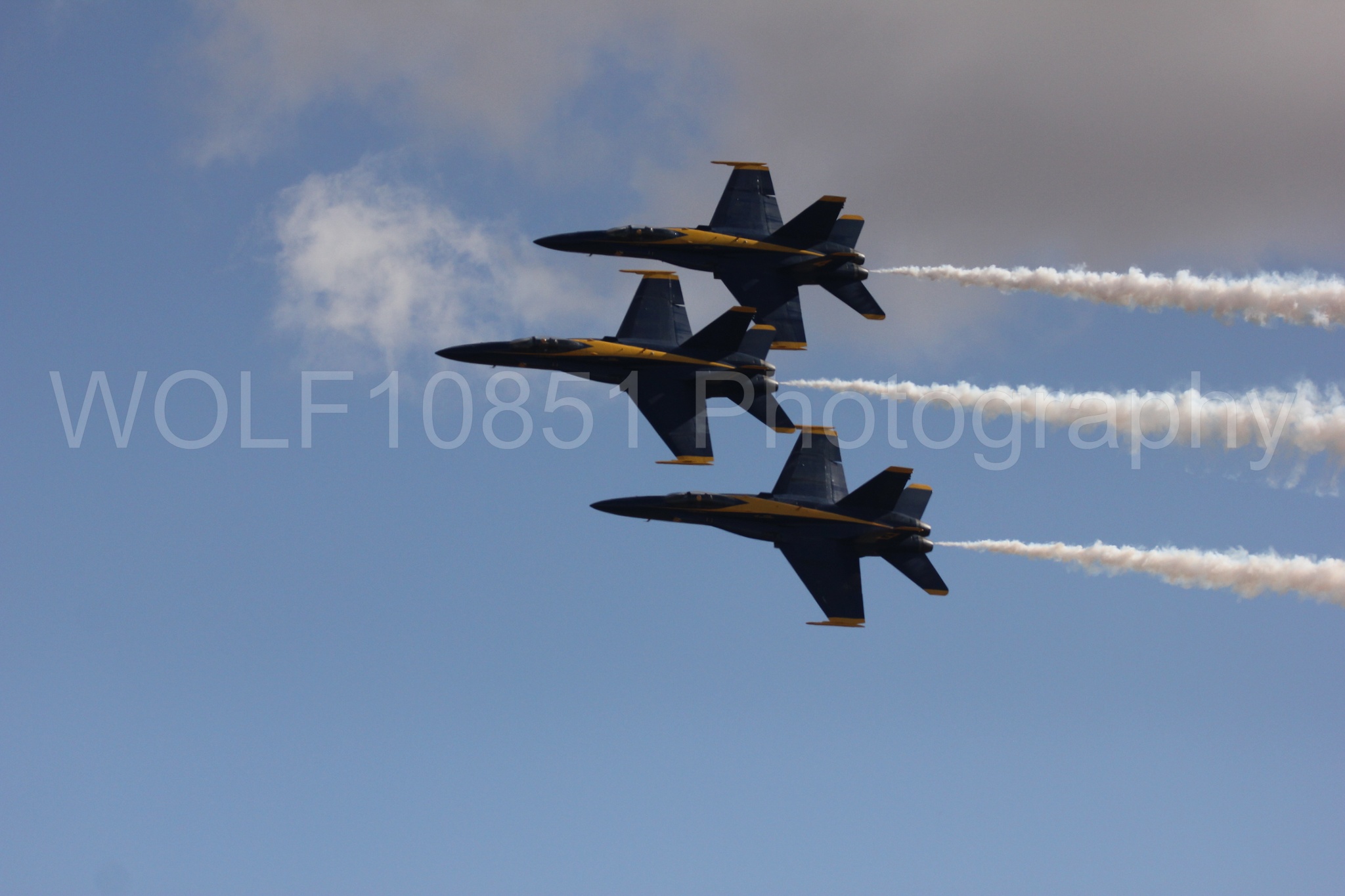 Aviation photography by WOLF10851 featuring F-18 Hornet, Blue Angels, California Capital Airshow 2016, Blue and Gold.