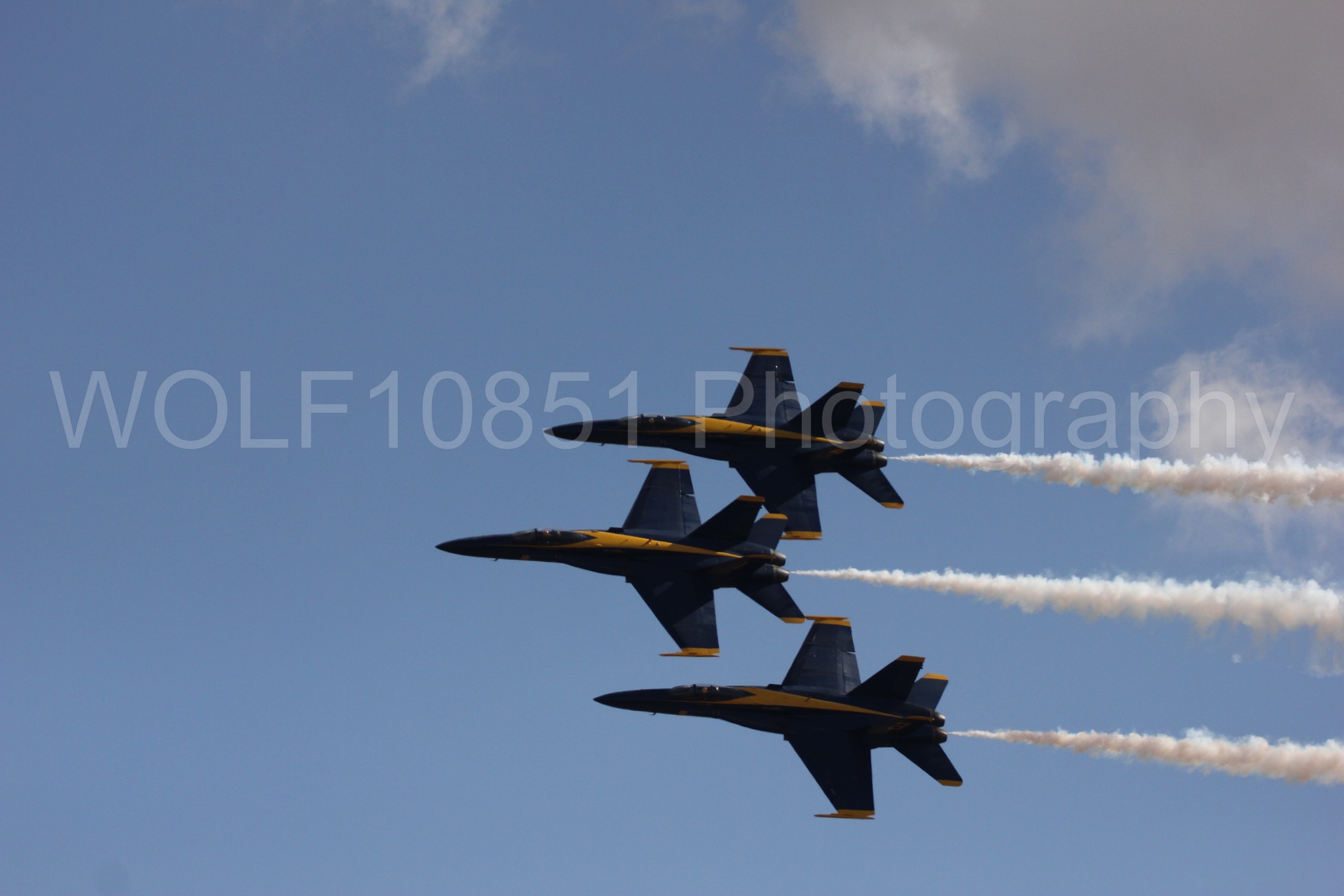 Aviation photography by WOLF10851 featuring F-18 Hornet, Blue Angels, California Capital Airshow 2016, Blue and Gold.