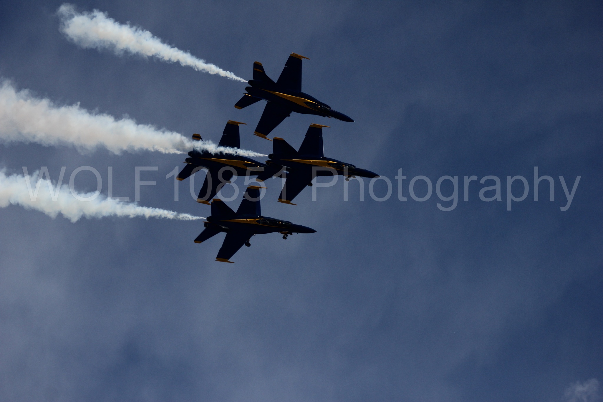 Aviation photography by WOLF10851 featuring F-18 Hornet, Blue Angels, California Capital Airshow 2016, Blue and Gold.