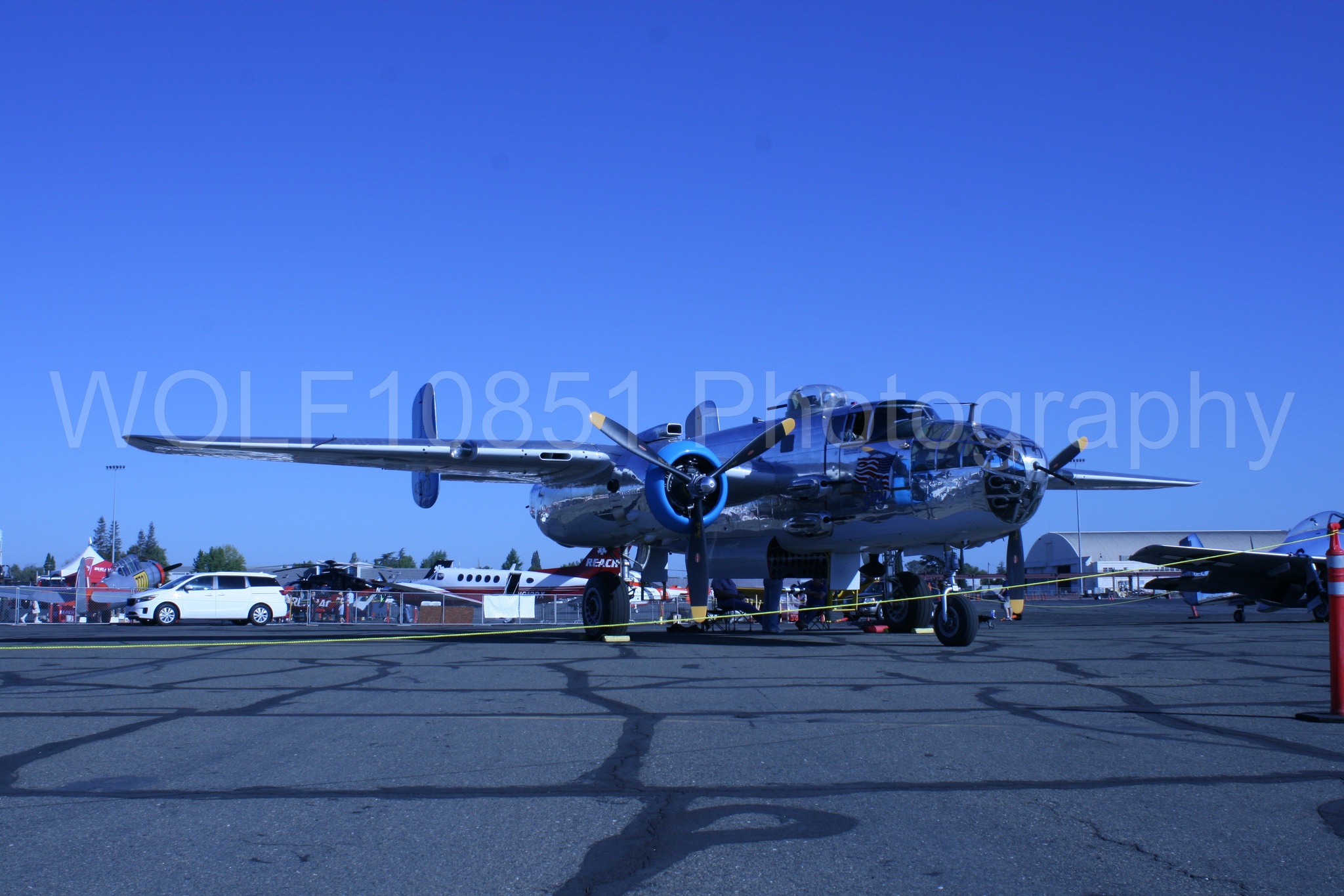 Aviation photography by WOLF10851 featuring B-25 mitchel, Static Display, California Capital Airshow 2016.
