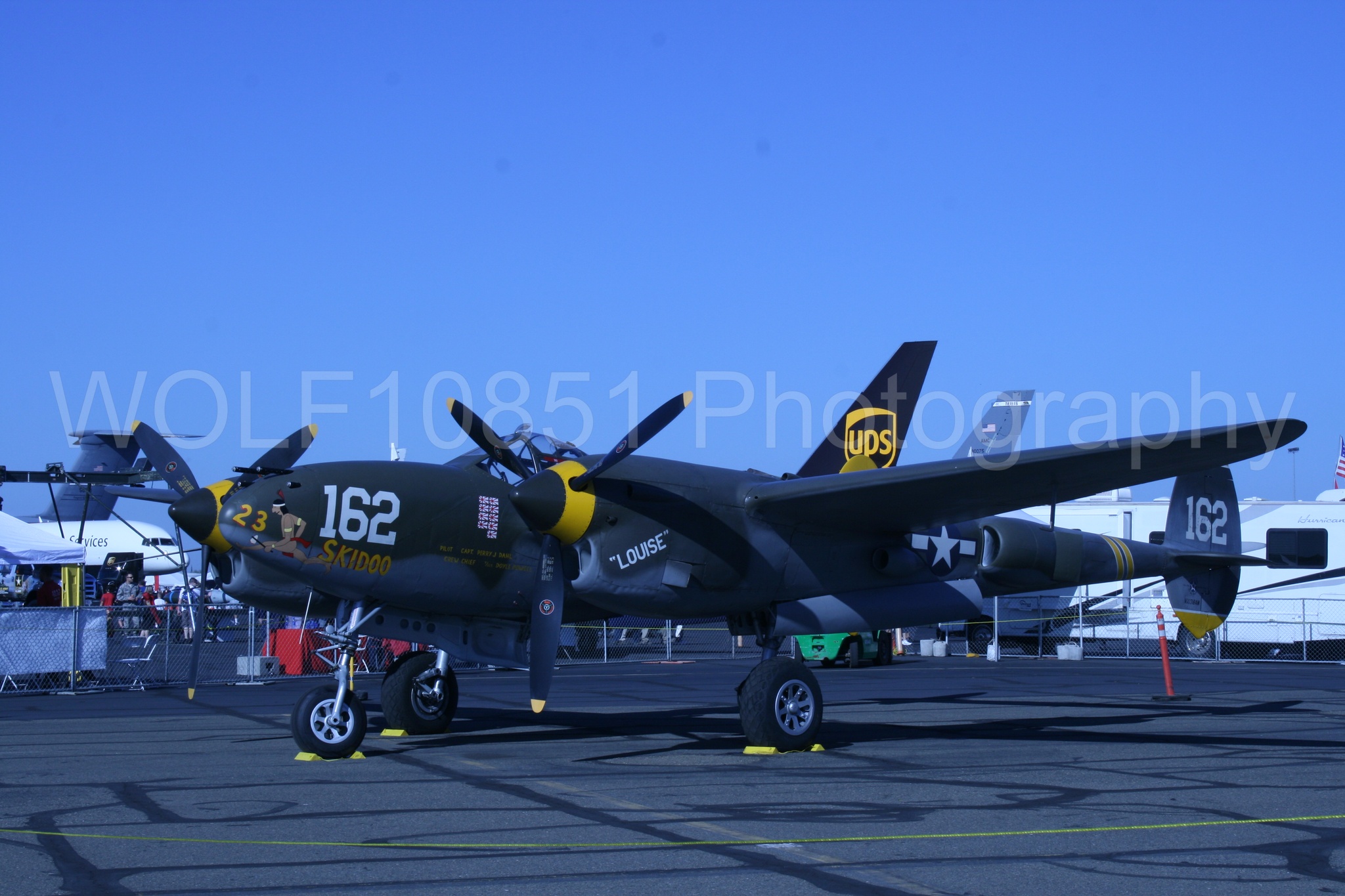 Aviation photography by WOLF10851 featuring Static Display, P-38 Lightning, California Capital Airshow 2016, 23 Skidoo.