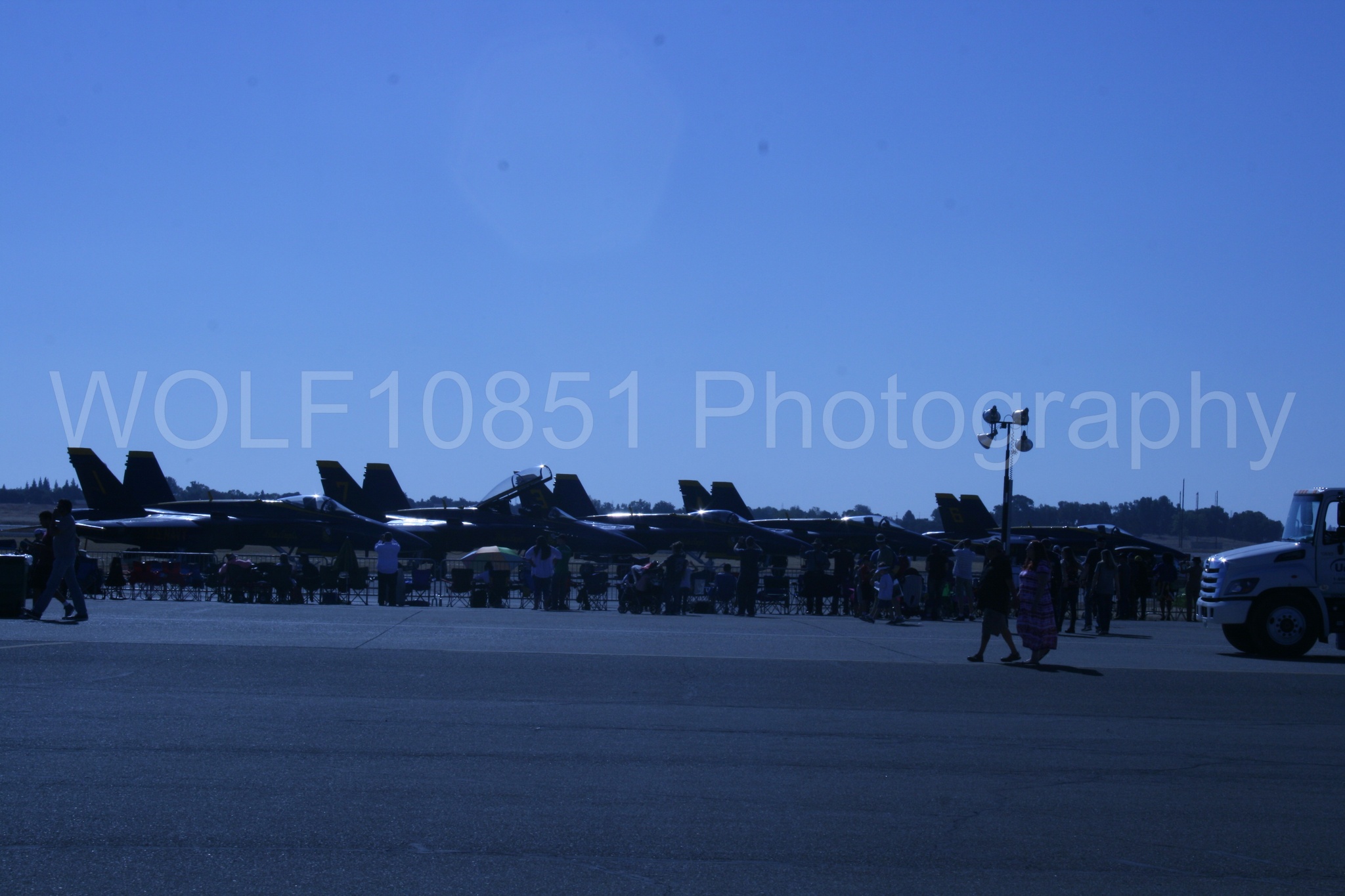 Aviation photography by WOLF10851 featuring Static Display, F-18 Hornet, Blue Angels, California Capital Airshow 2016, Blue and Gold.