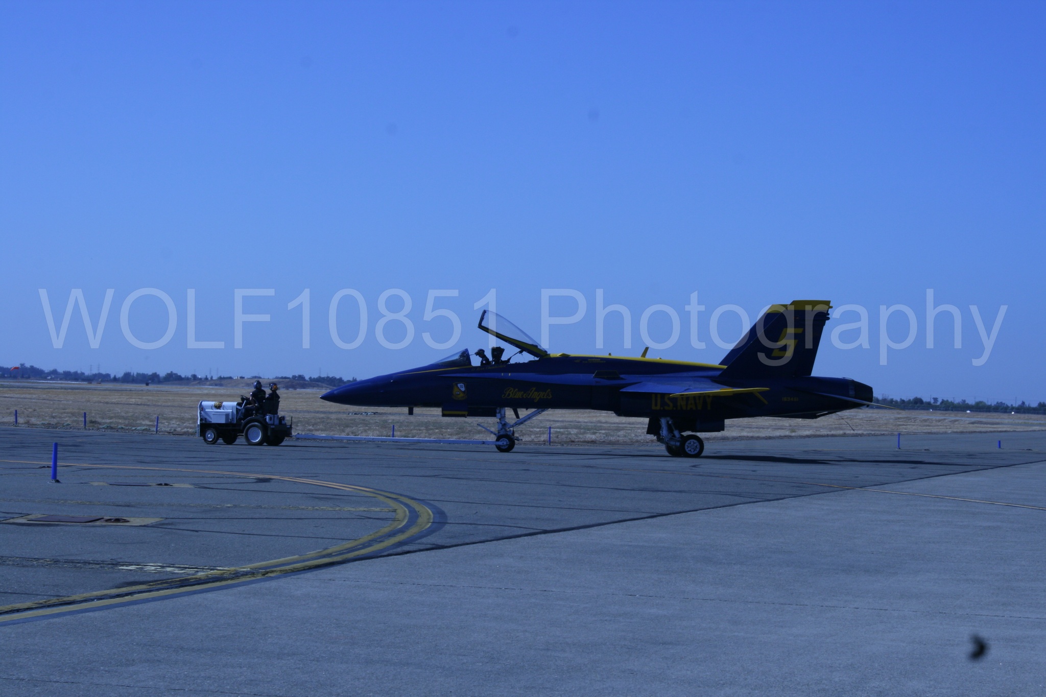 Aviation photography by WOLF10851 featuring Static Display, F-18 Hornet, Blue Angels, California Capital Airshow 2016, Blue and Gold.