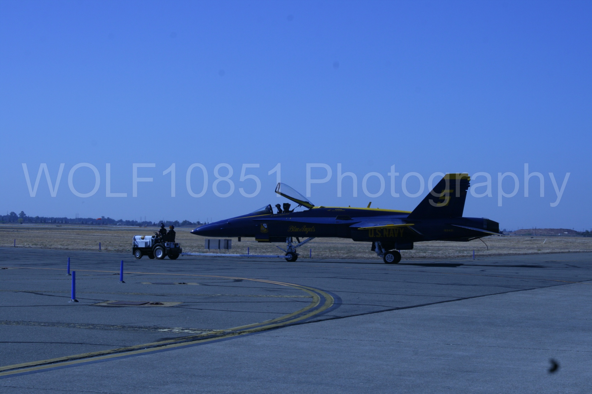 Aviation photography by WOLF10851 featuring Static Display, F-18 Hornet, Blue Angels, California Capital Airshow 2016, Blue and Gold.