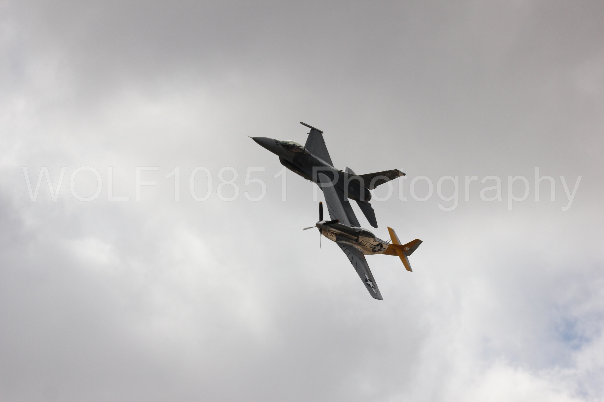 Aviation photography by WOLF10851 featuring Heritage Flight, F-16 Fighting Falcon, P-51 Mustang, California Capital Airshow 2016, Spam Can.