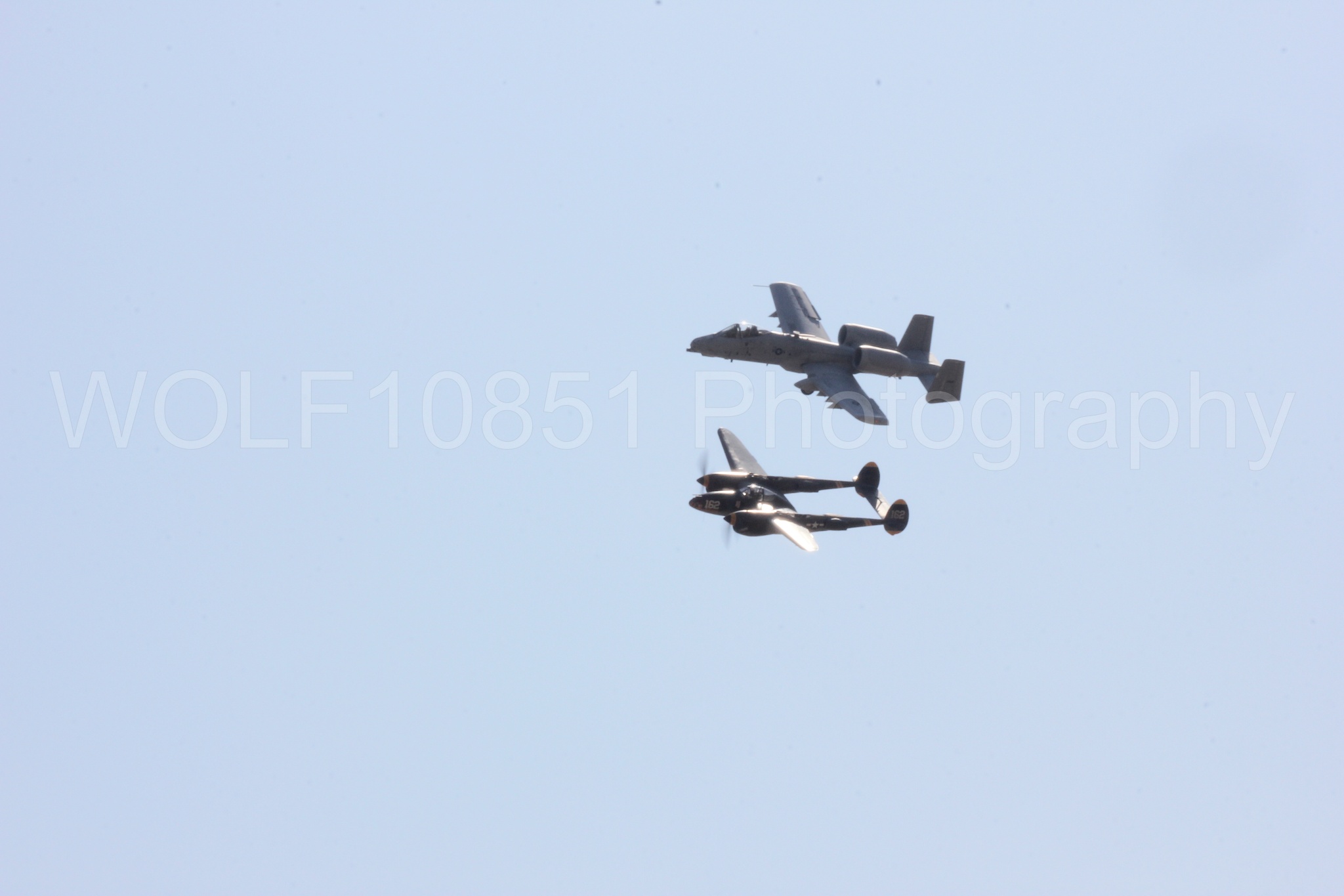 Aviation photography by WOLF10851 featuring P-38 Lightning, A-10 Warthog, 23 Skidoo, California Capital Airshow 2017.