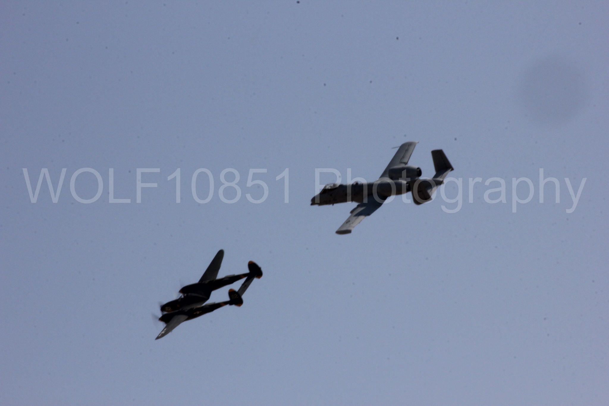 Aviation photography by WOLF10851 featuring P-38 Lightning, A-10 Warthog, 23 Skidoo, California Capital Airshow 2017.