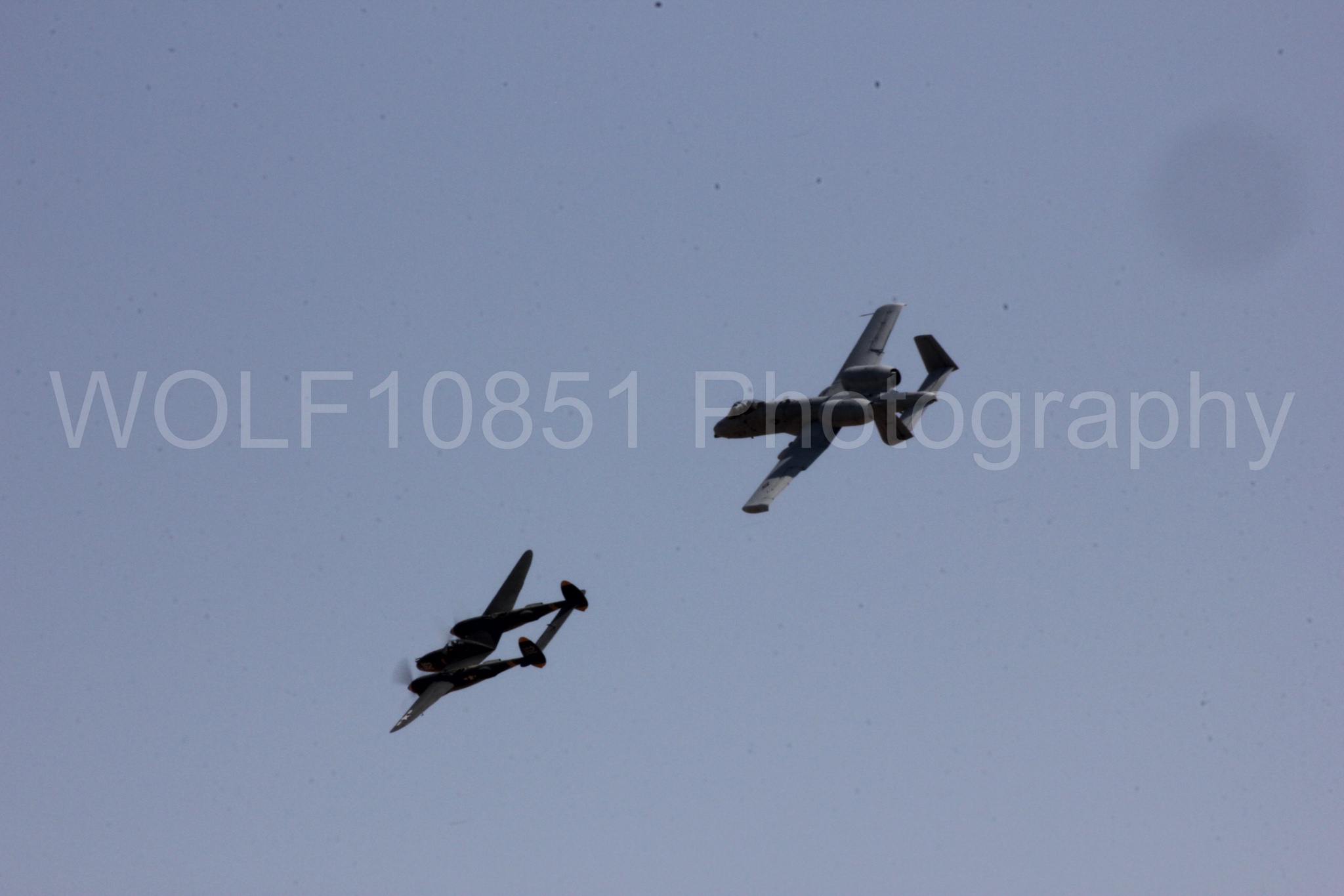 Aviation photography by WOLF10851 featuring P-38 Lightning, A-10 Warthog, 23 Skidoo, California Capital Airshow 2017.