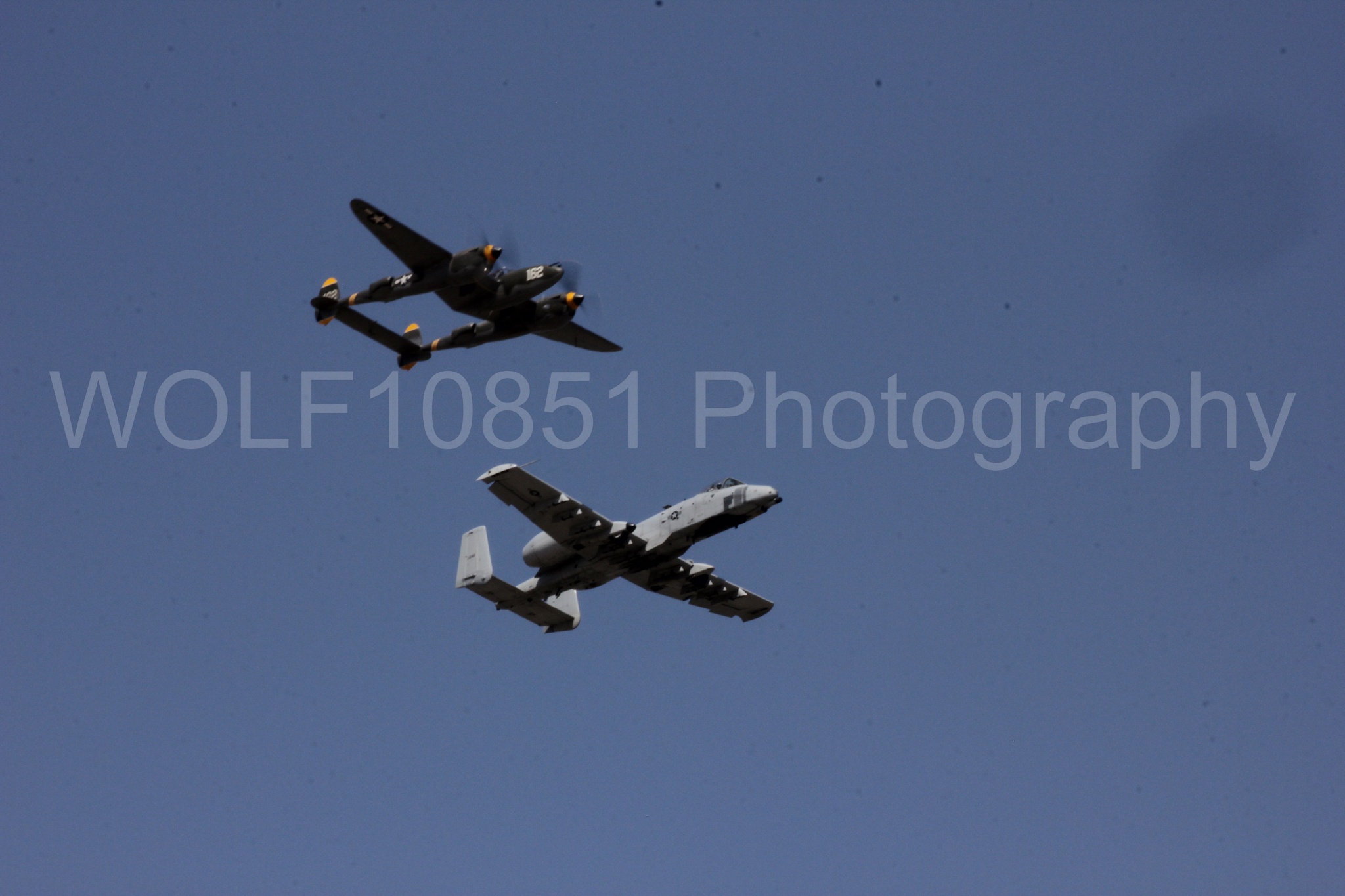 Aviation photography by WOLF10851 featuring P-38 Lightning, A-10 Warthog, 23 Skidoo, California Capital Airshow 2017.