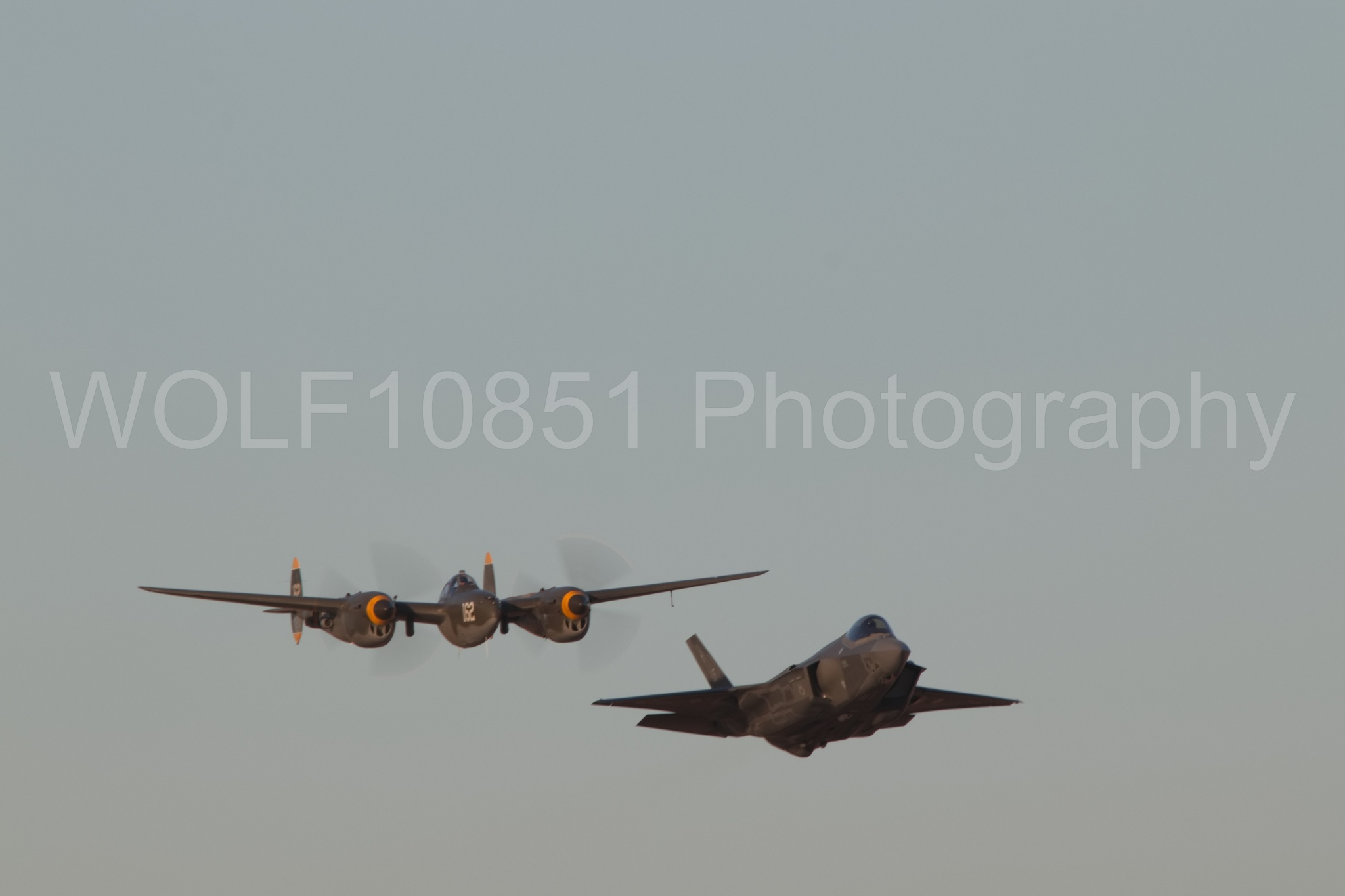 Aviation photography by WOLF10851 featuring F-35 Lightning 2, P-38 Lightning, 23 Skidoo, California Capital Airshow 2018.