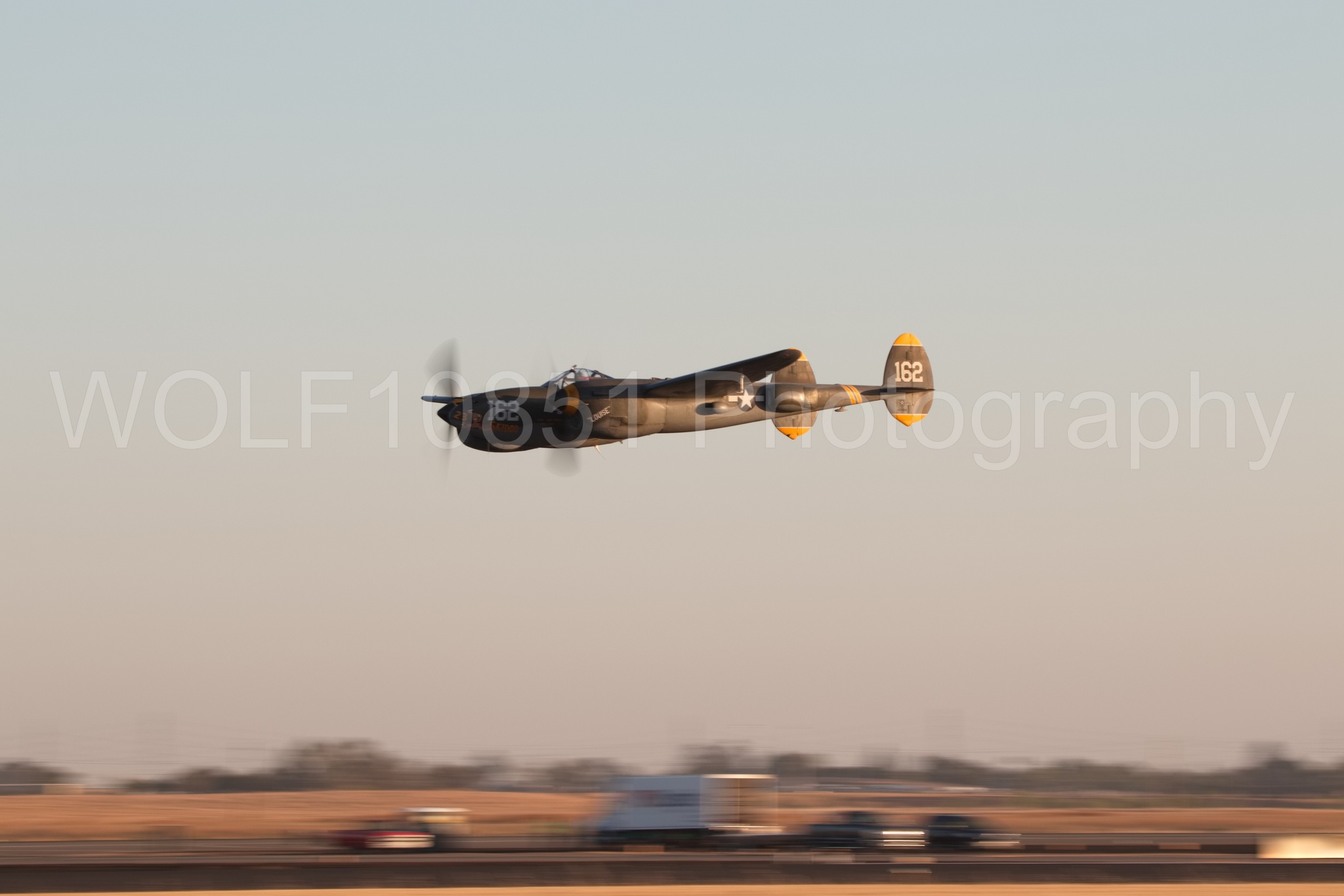 Aviation photography by WOLF10851 featuring P-38 Lightning, 23 Skidoo, California Capital Airshow 2018.