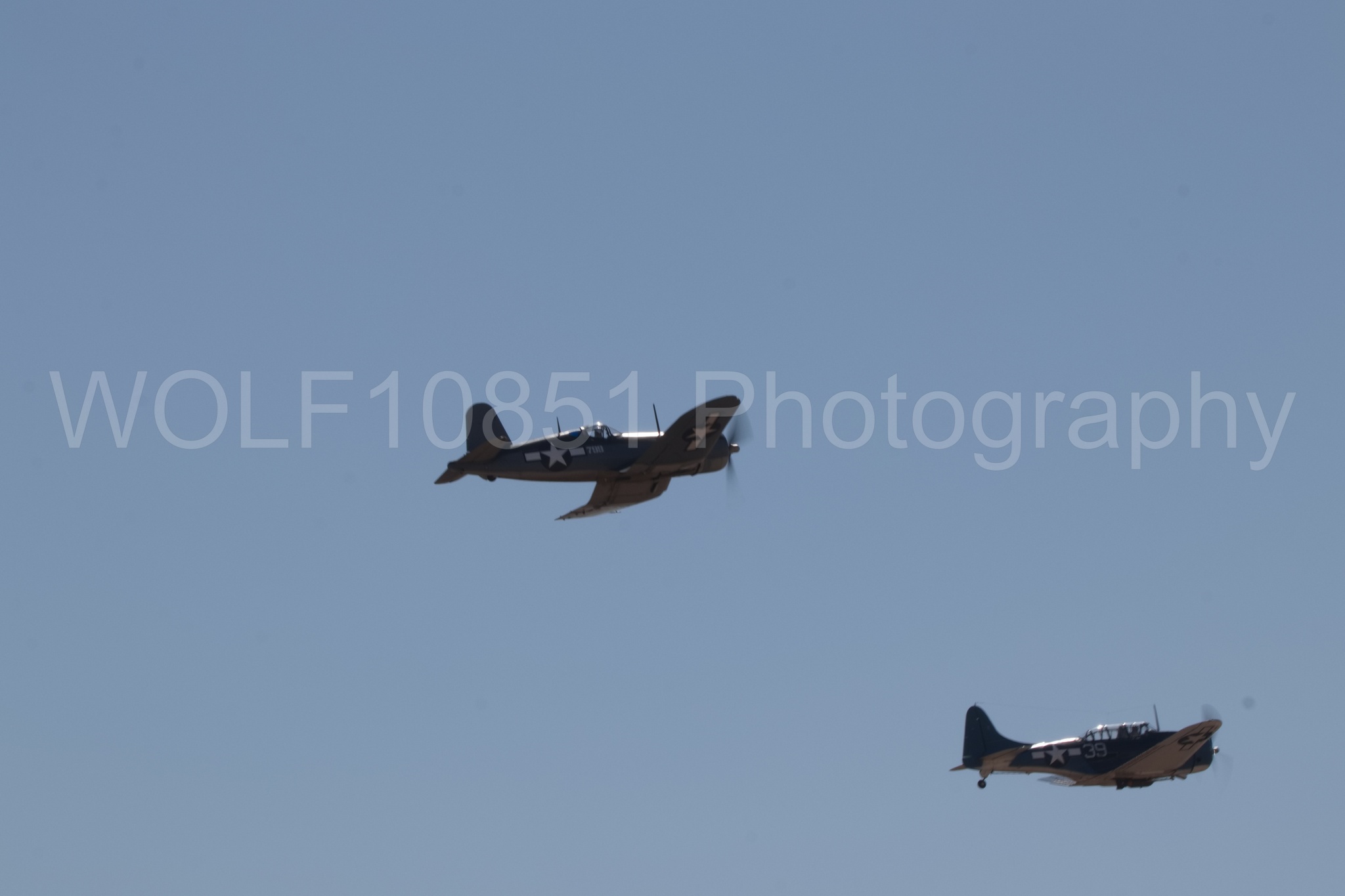 Aviation photography by WOLF10851 featuring Vaught F-4U Corsair, Douglas SBD-5 Dauntless, California Capital Airshow 2018.