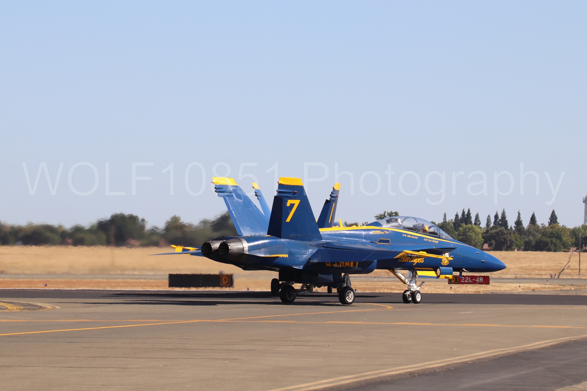 Aviation photography by WOLF10851 featuring F-18 Hornet, Blue Angels, Blue and Gold, California Capital Airshow 2019.