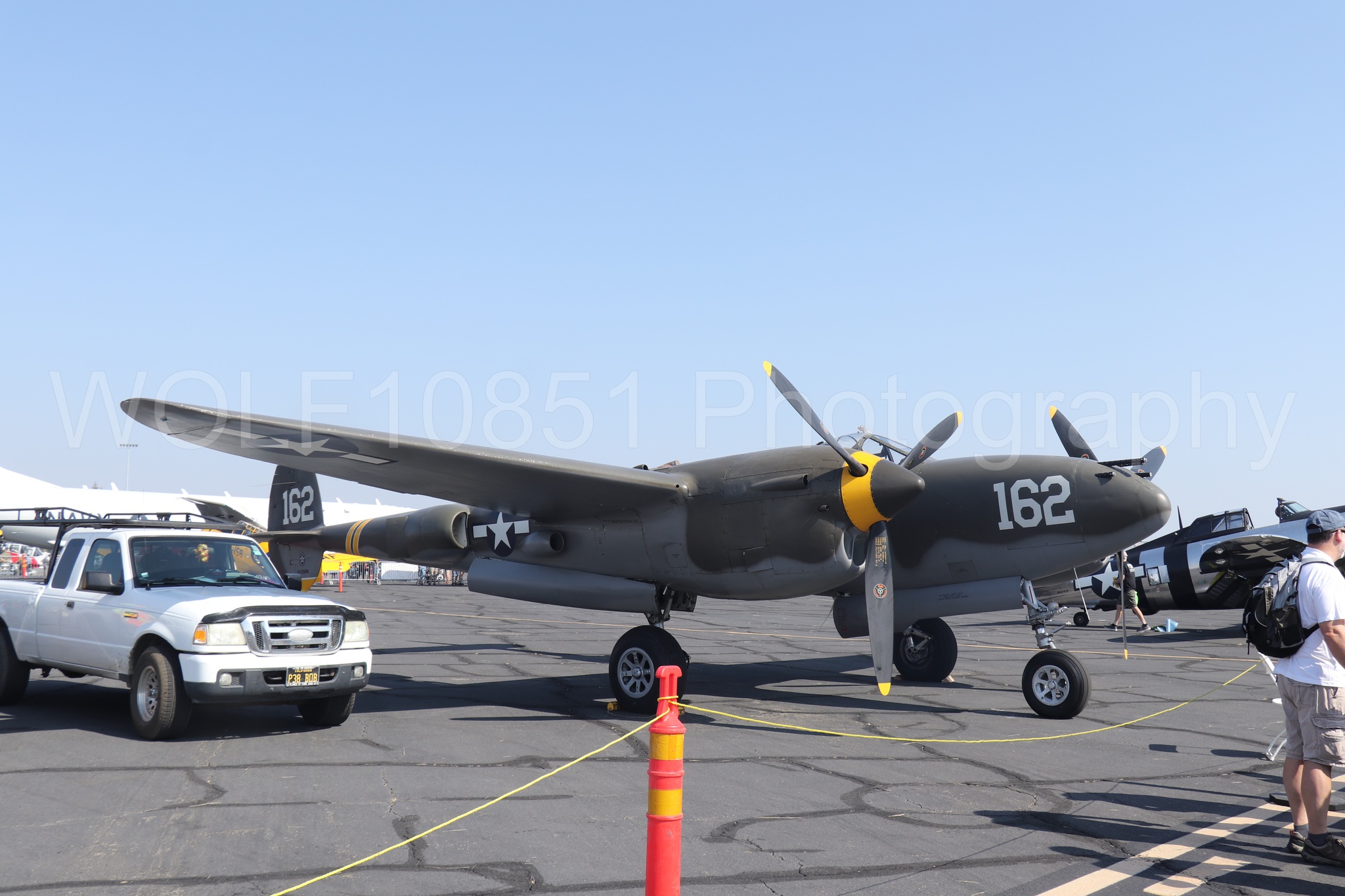 Aviation photography by WOLF10851 featuring Static Display, P-38 Lightning, 23 Skidoo, California Capital Airshow 2023.