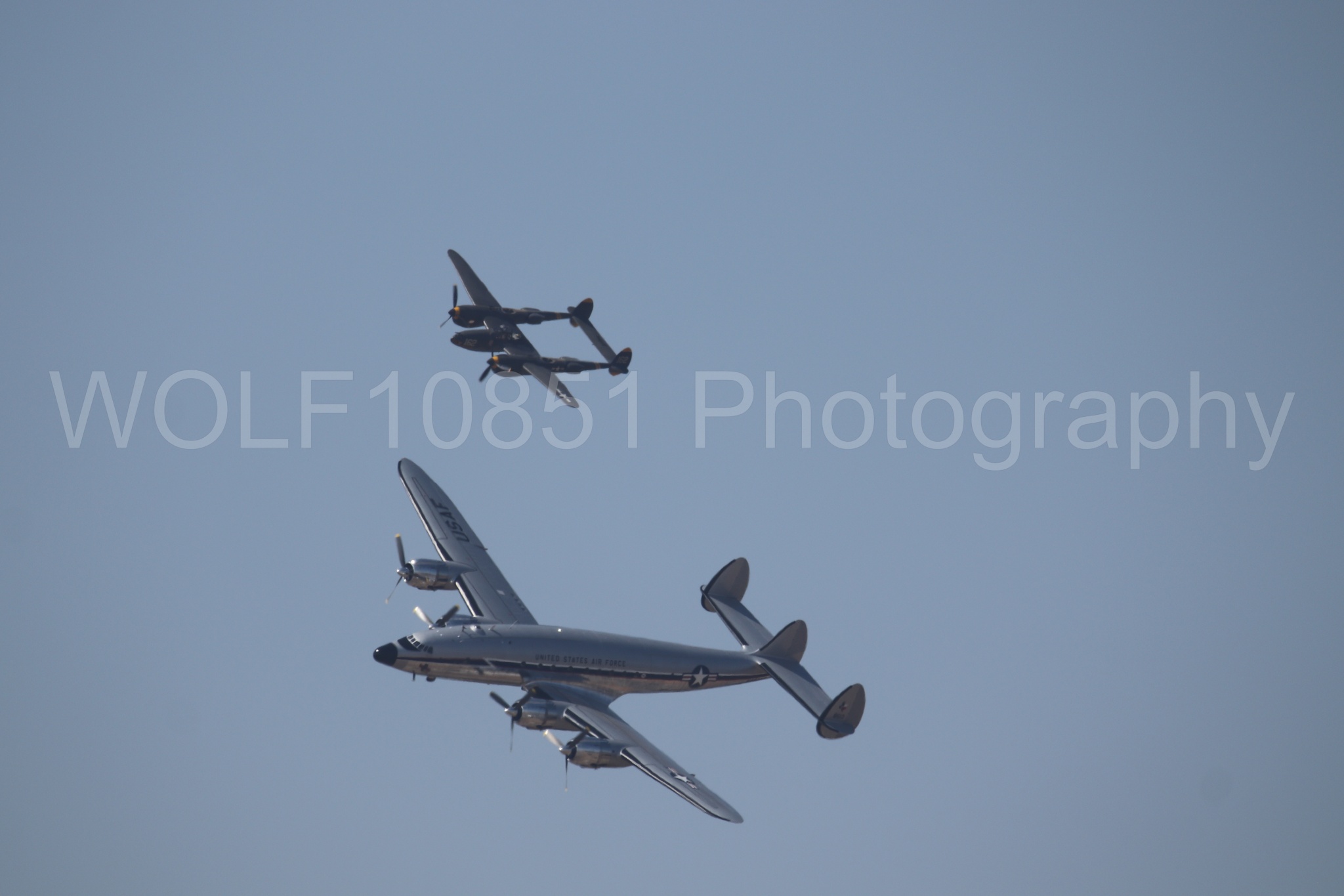 Aviation photography by WOLF10851 featuring P-38 Lightning, 23 Skidoo, California Capital Airshow 2023, Bataan, C-121A Constellation.