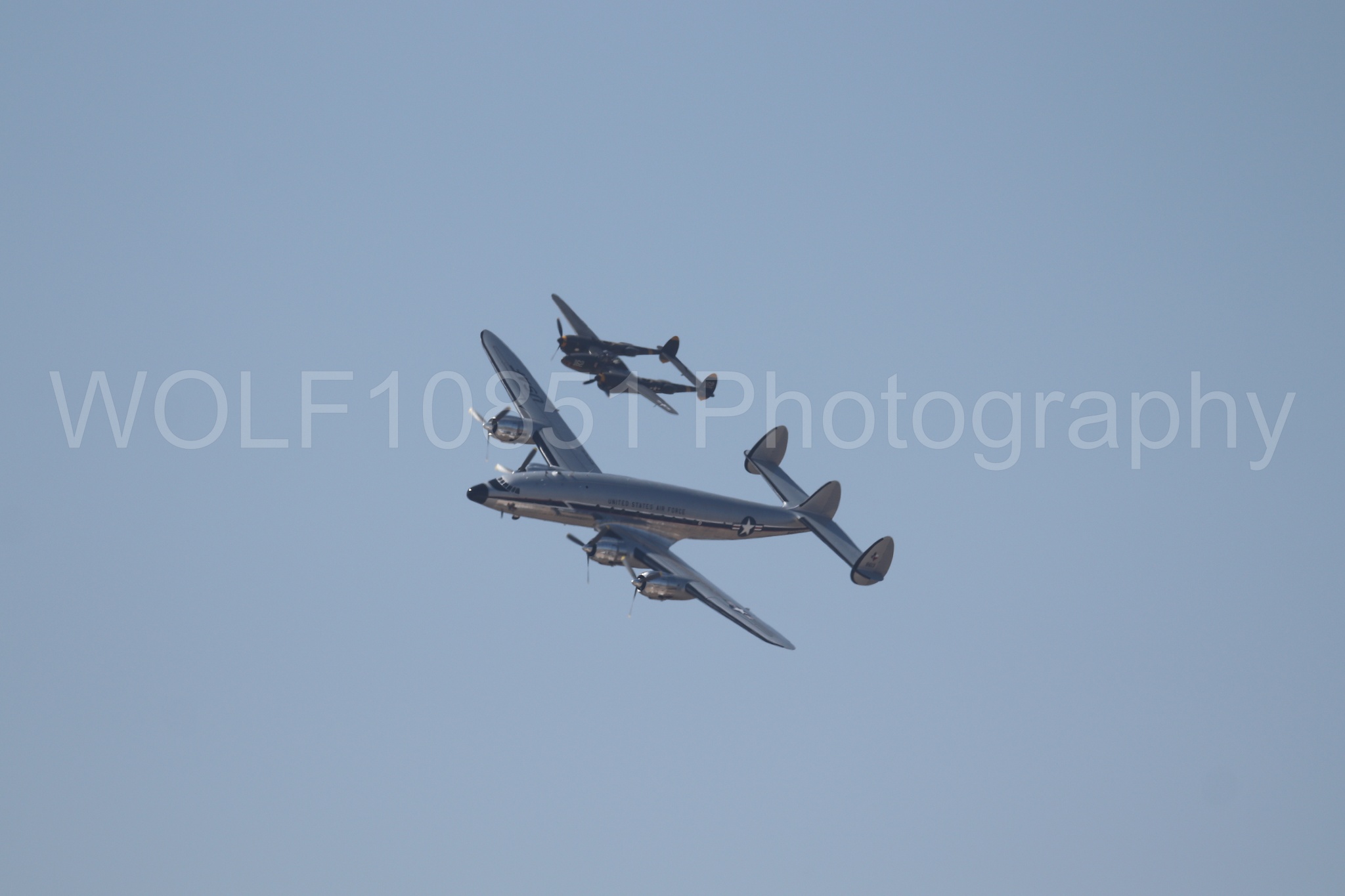 Aviation photography by WOLF10851 featuring P-38 Lightning, 23 Skidoo, California Capital Airshow 2023, Bataan, C-121A Constellation.