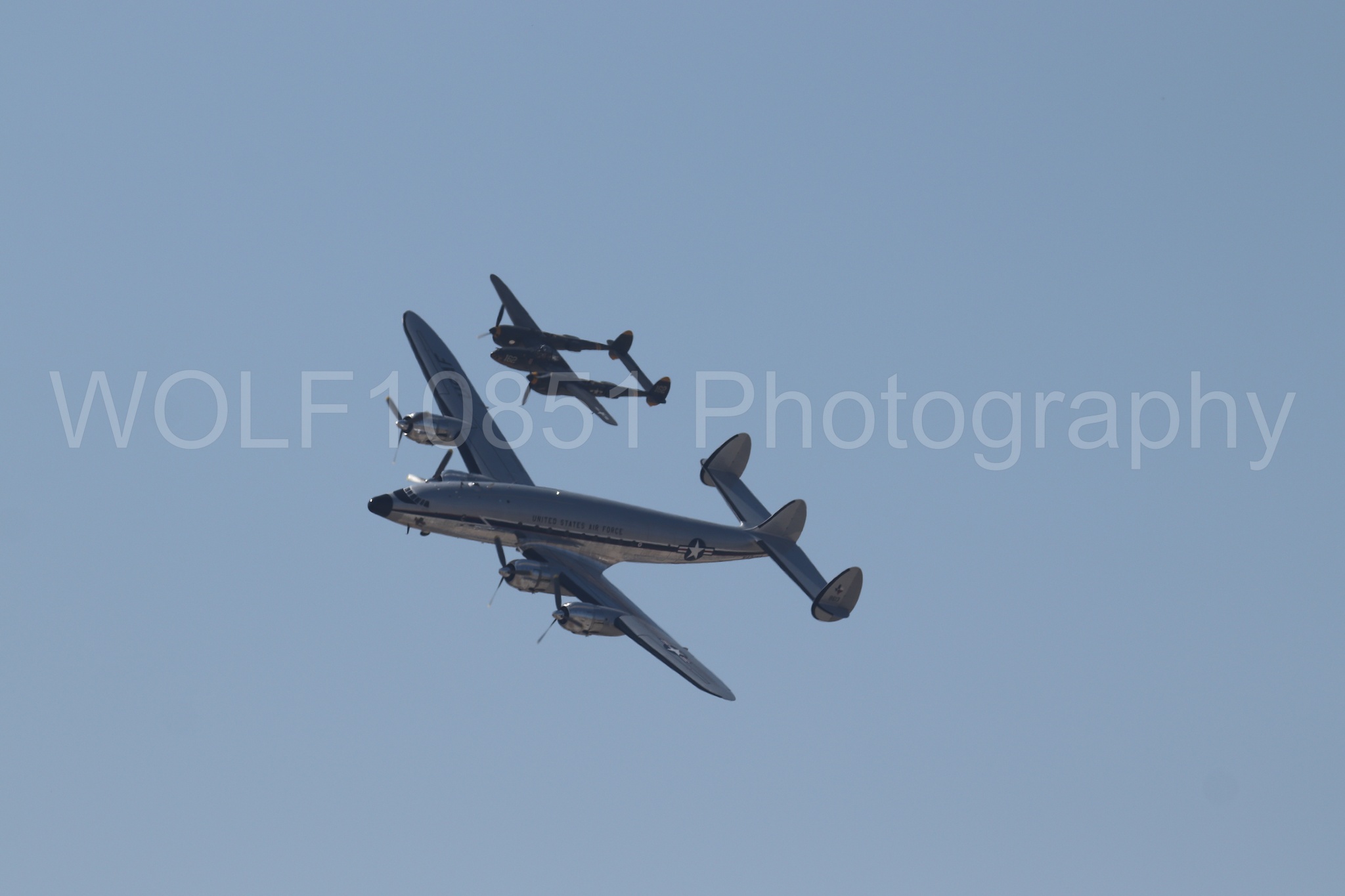Aviation photography by WOLF10851 featuring P-38 Lightning, 23 Skidoo, California Capital Airshow 2023, Bataan, C-121A Constellation.