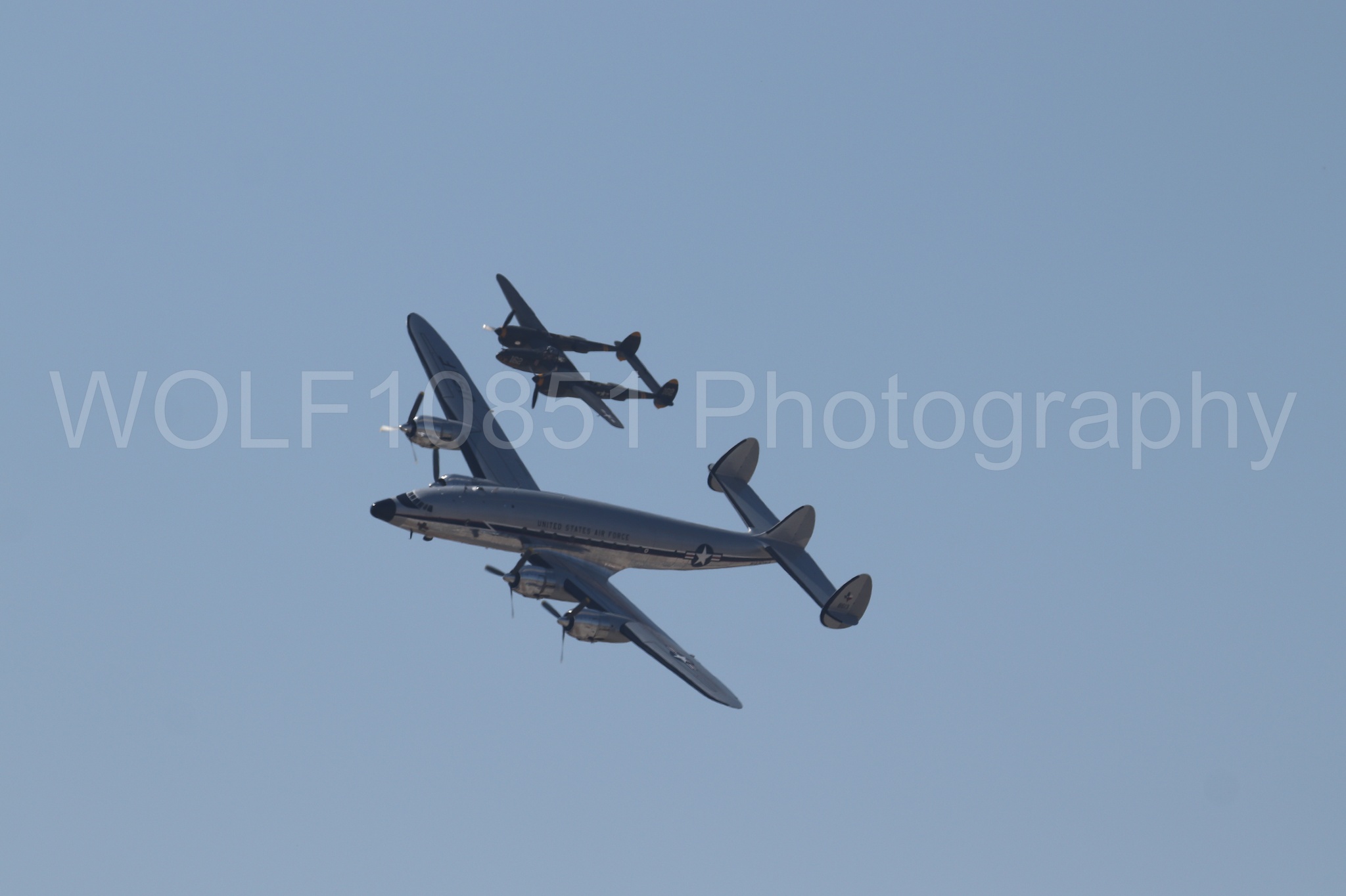 Aviation photography by WOLF10851 featuring P-38 Lightning, 23 Skidoo, California Capital Airshow 2023, Bataan, C-121A Constellation.