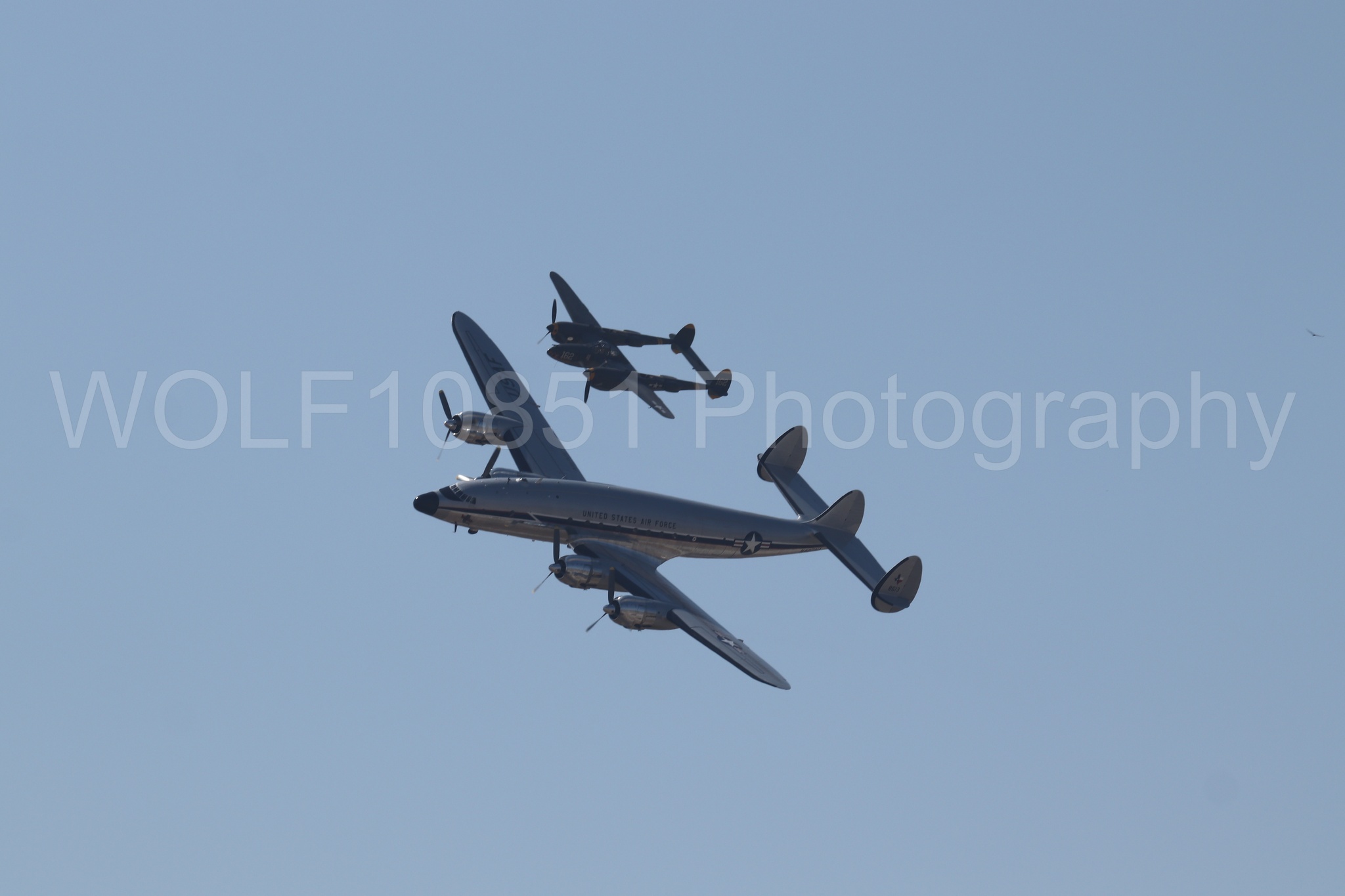 Aviation photography by WOLF10851 featuring P-38 Lightning, 23 Skidoo, California Capital Airshow 2023, Bataan, C-121A Constellation.
